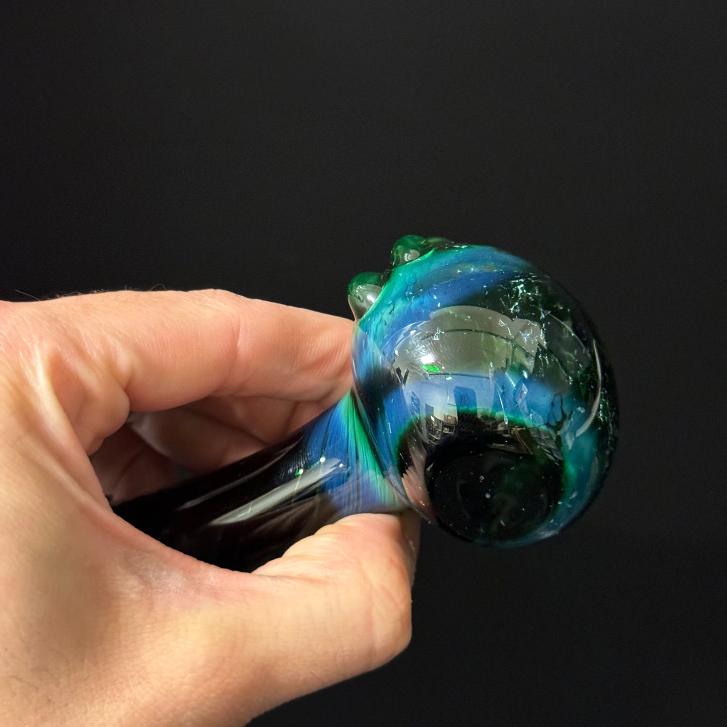 Inside out Black & Green Glass Pipe Heady Pipe Hand Blown Extra Thick