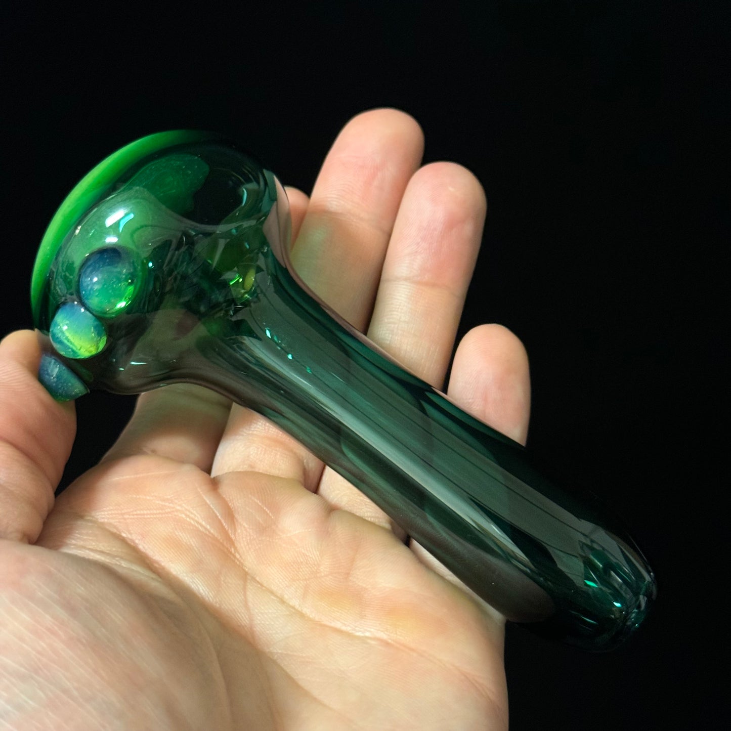 Green with Pink Slyme Glass Heady Pipe Hand Blown