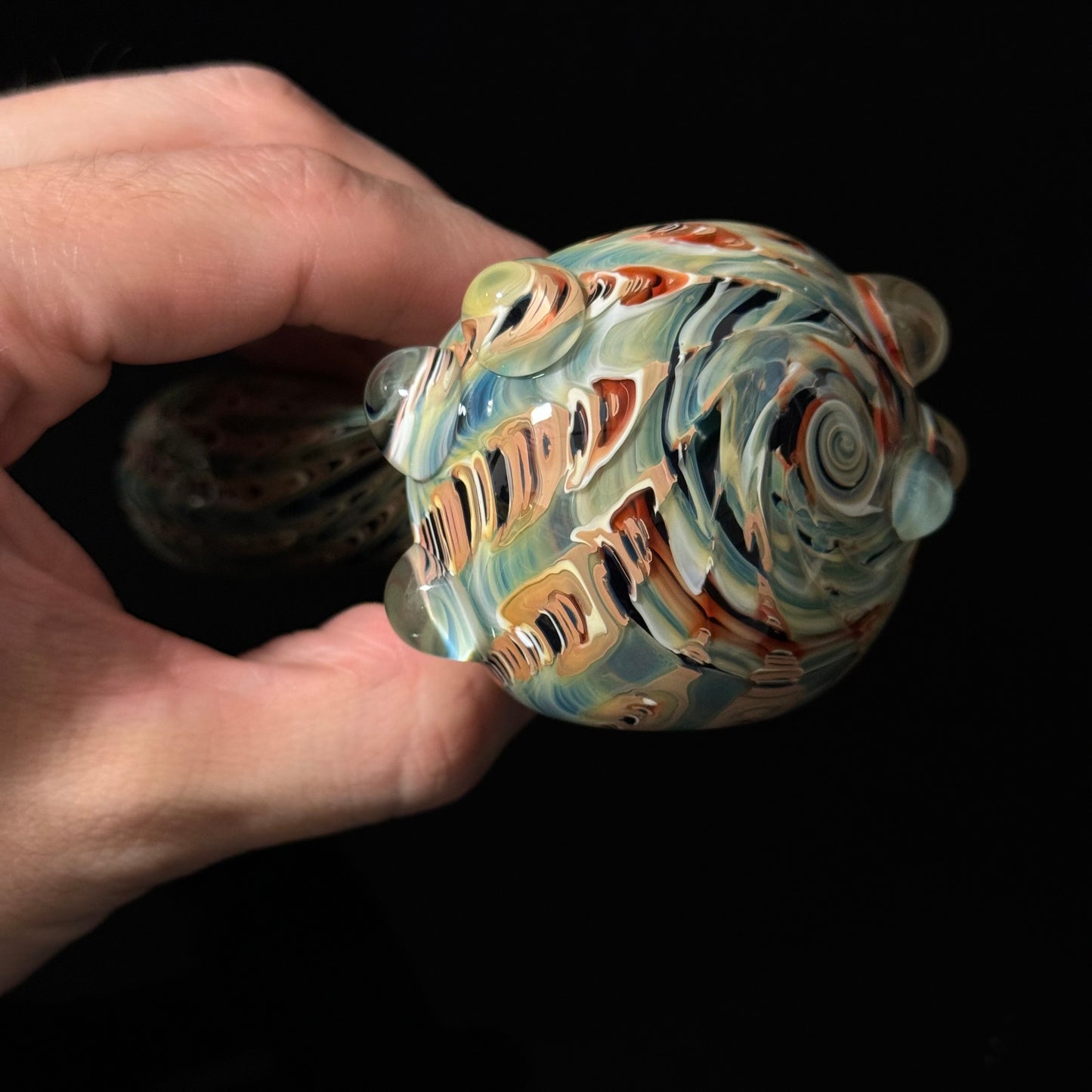 Blue & Green Multicolor Cobalt Wrapped Color Glass Heady Pipe Hand Blown