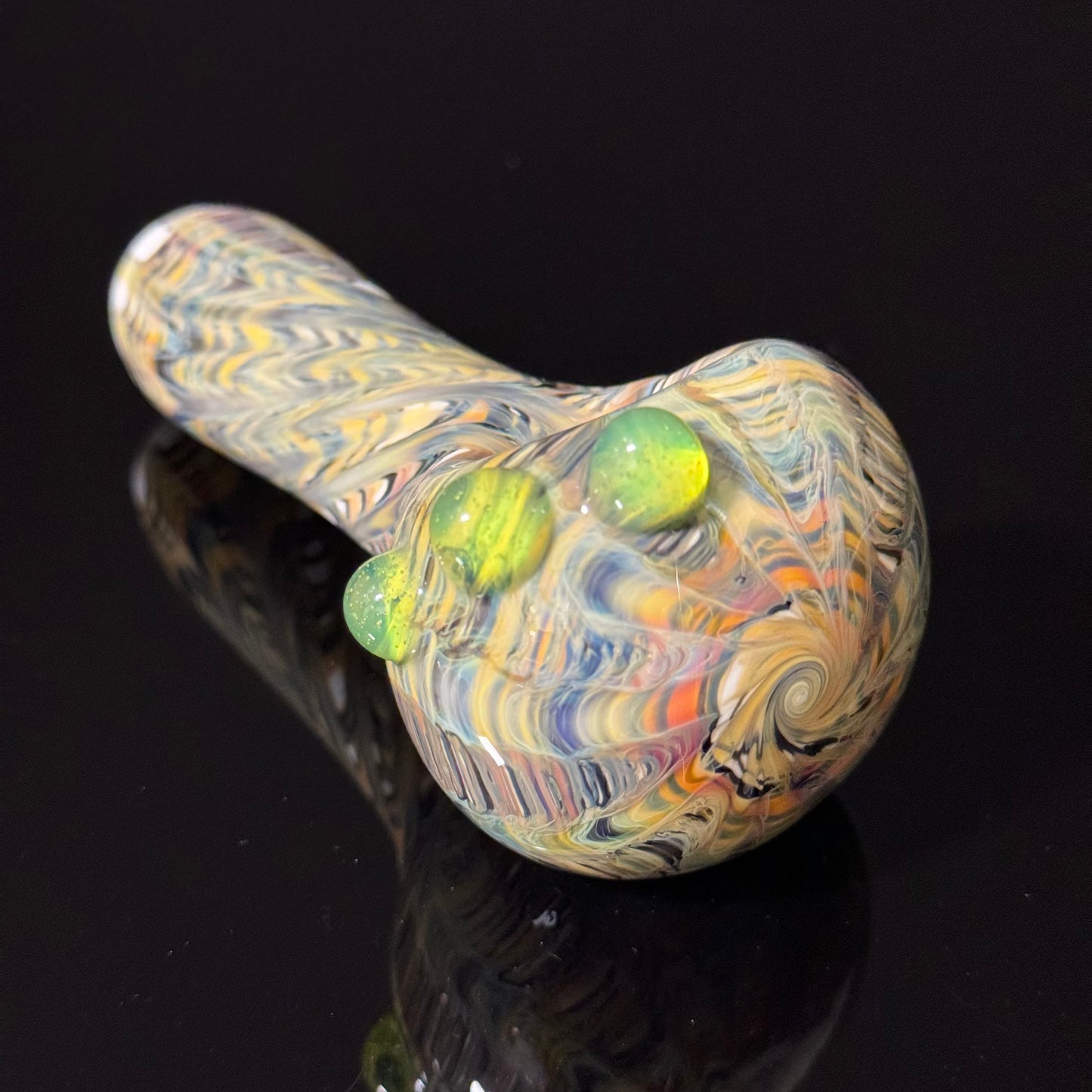 Solid White Pipe with a Multicolor Wrap Heady Hand Blown