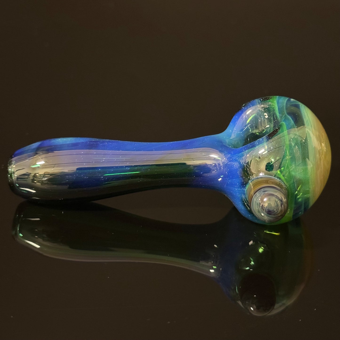 Blue Fumed Cobalt Wrapped Color Glass Heady Pipe Hand Blown