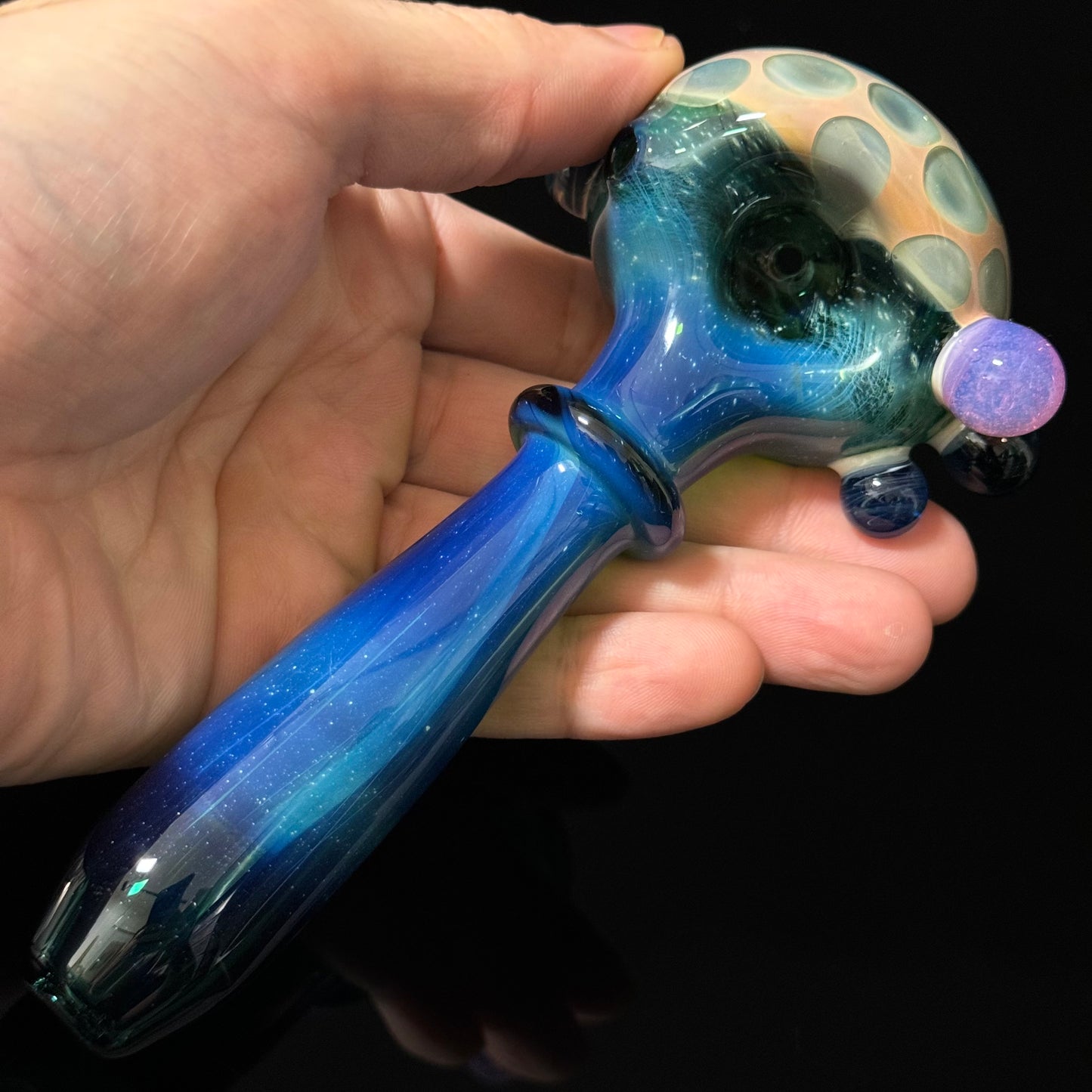 Blue Green Honeycomb Space Glass Pipe