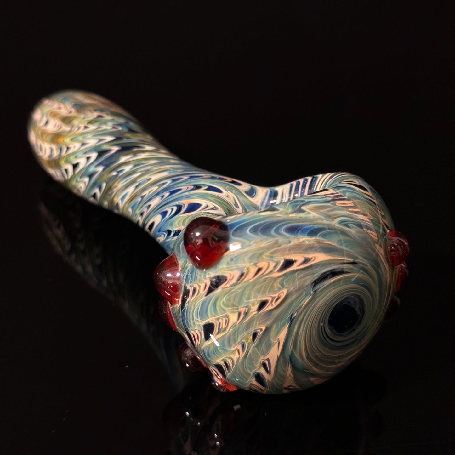 Blue & Green Cobalt Wrapped Color Glass Heady Pipe Hand Blown