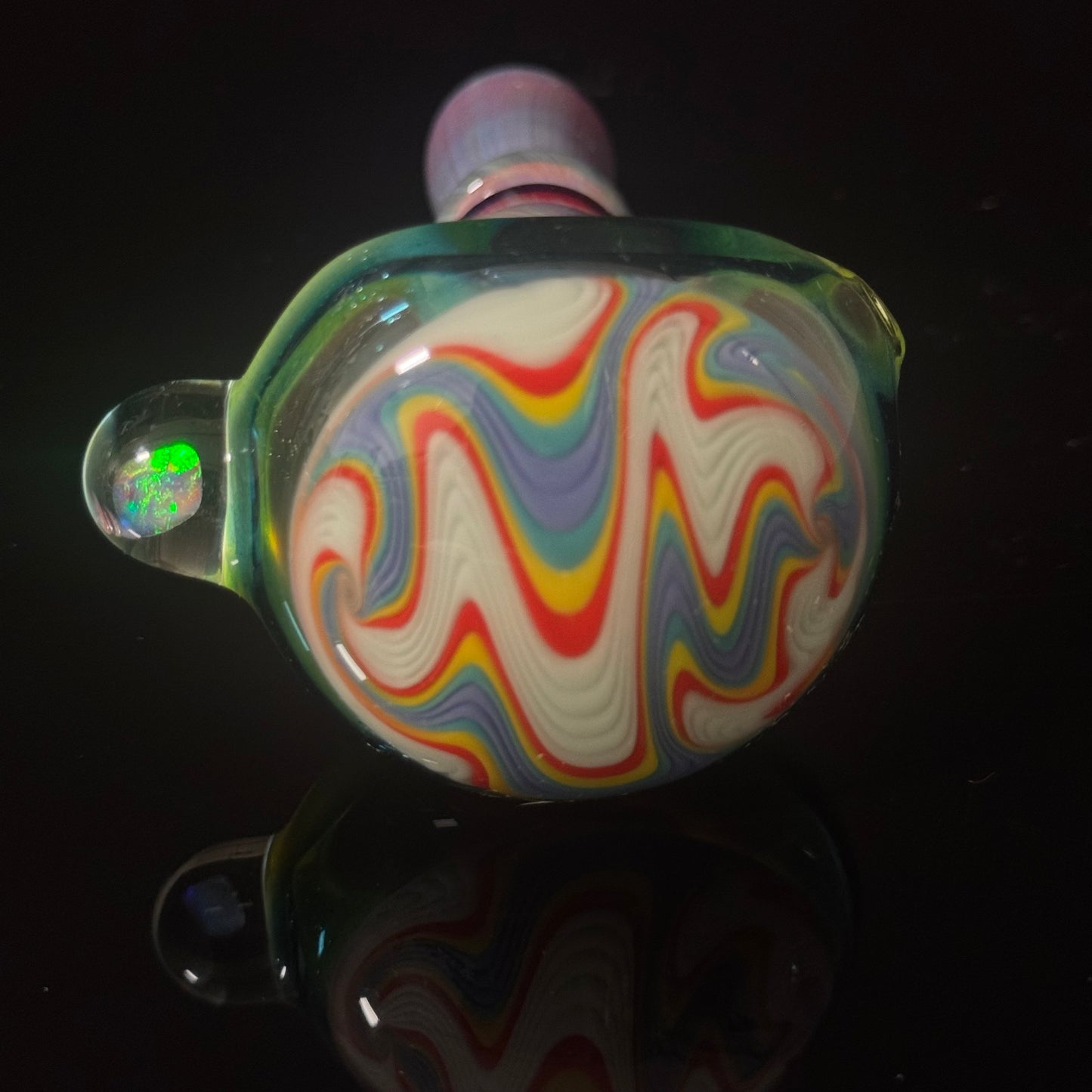 Linework Switchback Glass Pipe, Heady Hand Blown with An Opal