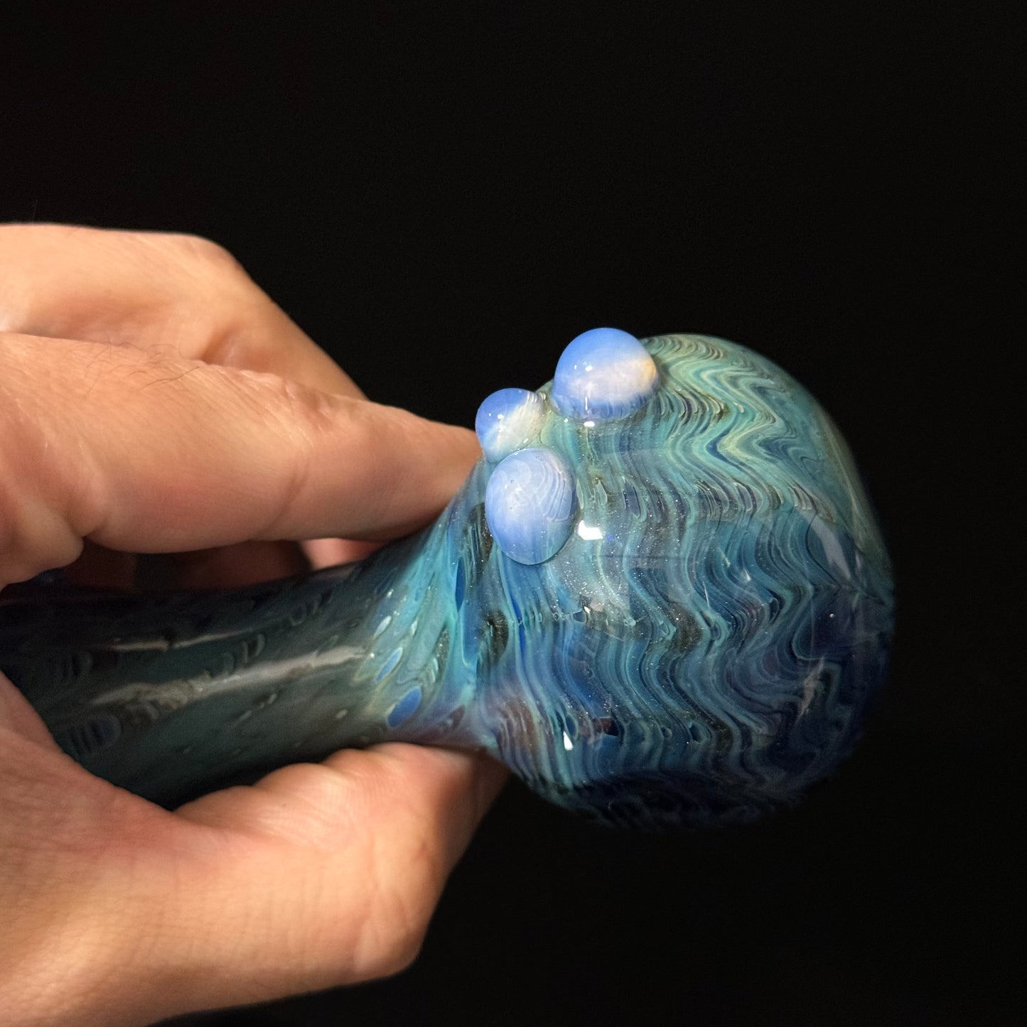 Blue Cobalt Wrapped Color Glass Heady Pipe Hand Blown