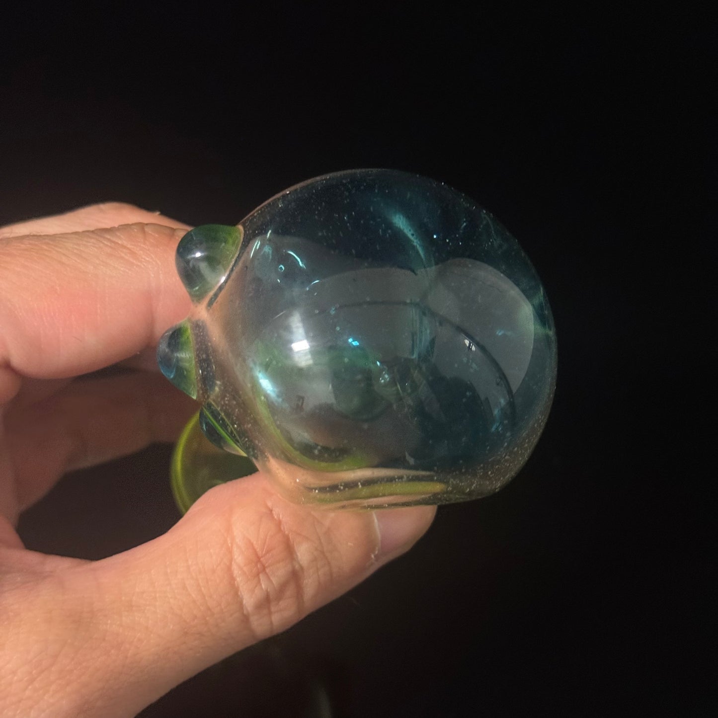 UV Glow Glass Pipe, with a Blue Sparkle Cap, Heady Hand Blown