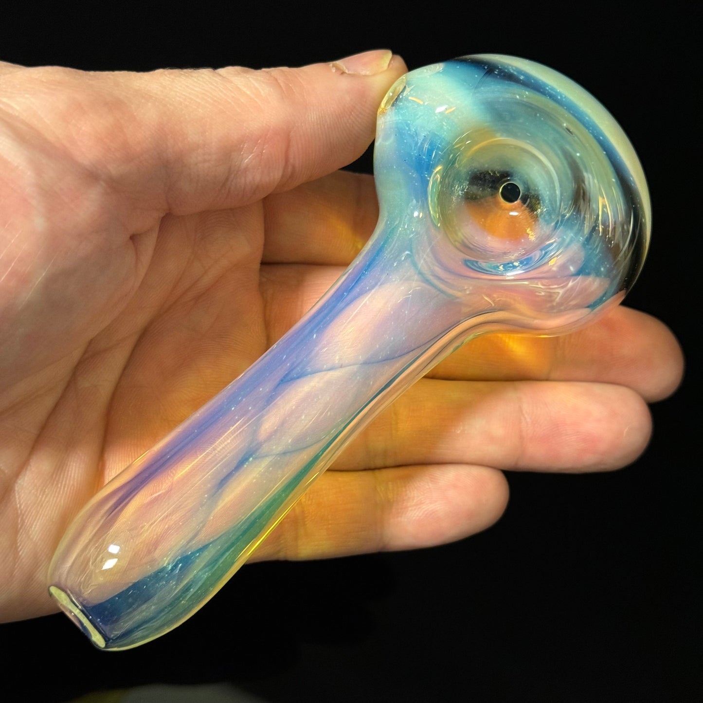 Inside Silver Fuming Color Changing Glass Heady Pipe Hand Blown