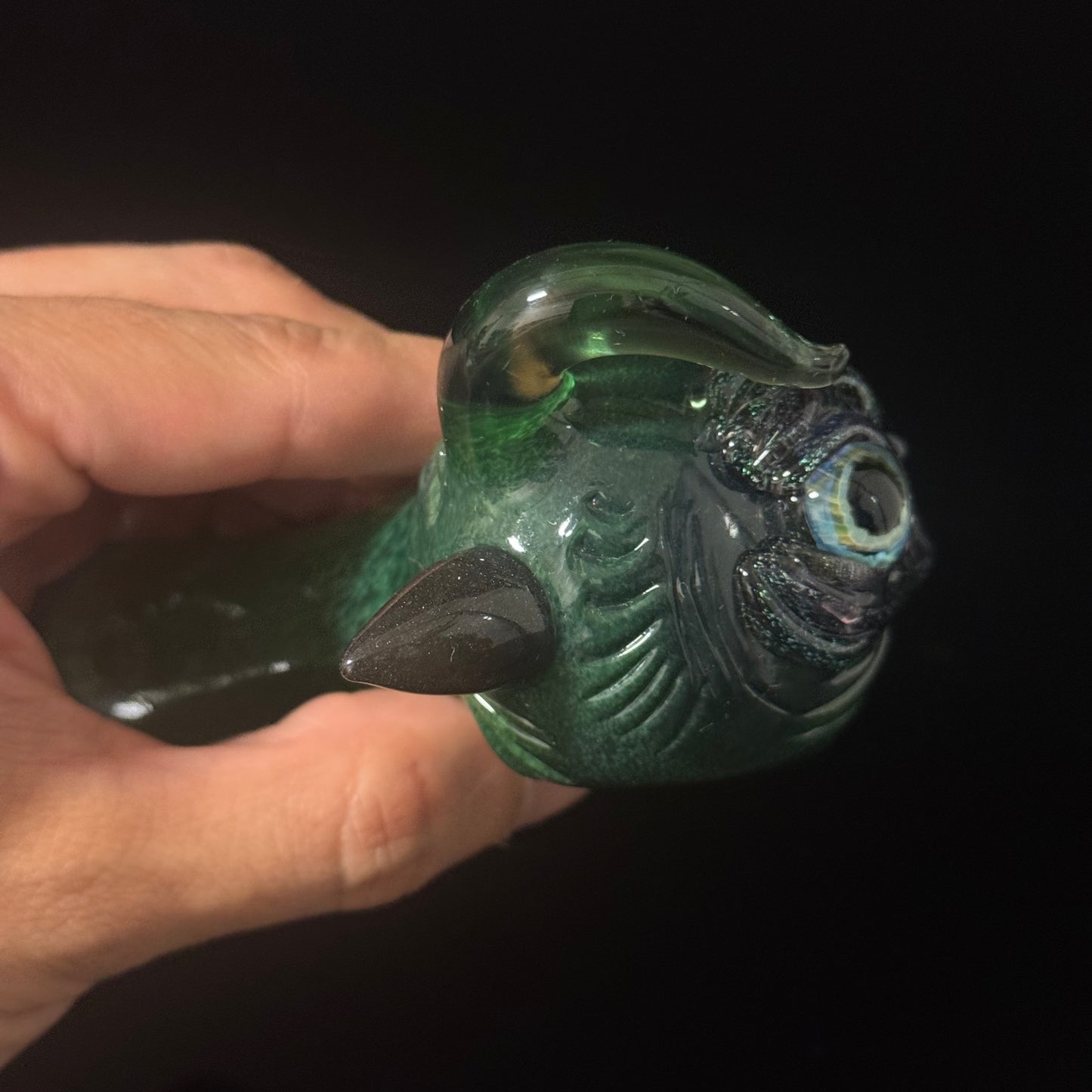 Eyeball Monster Dichro Sparke Green Glass Heady Pipe Hand Blown