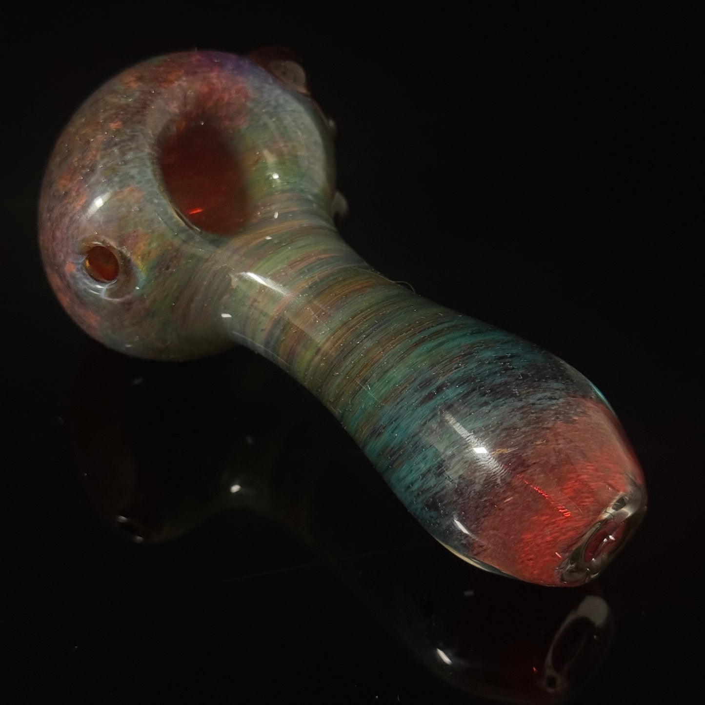 Heavy Inside out Sparkle Blue & Red Glass Pipe Heady Pipe Hand Blown