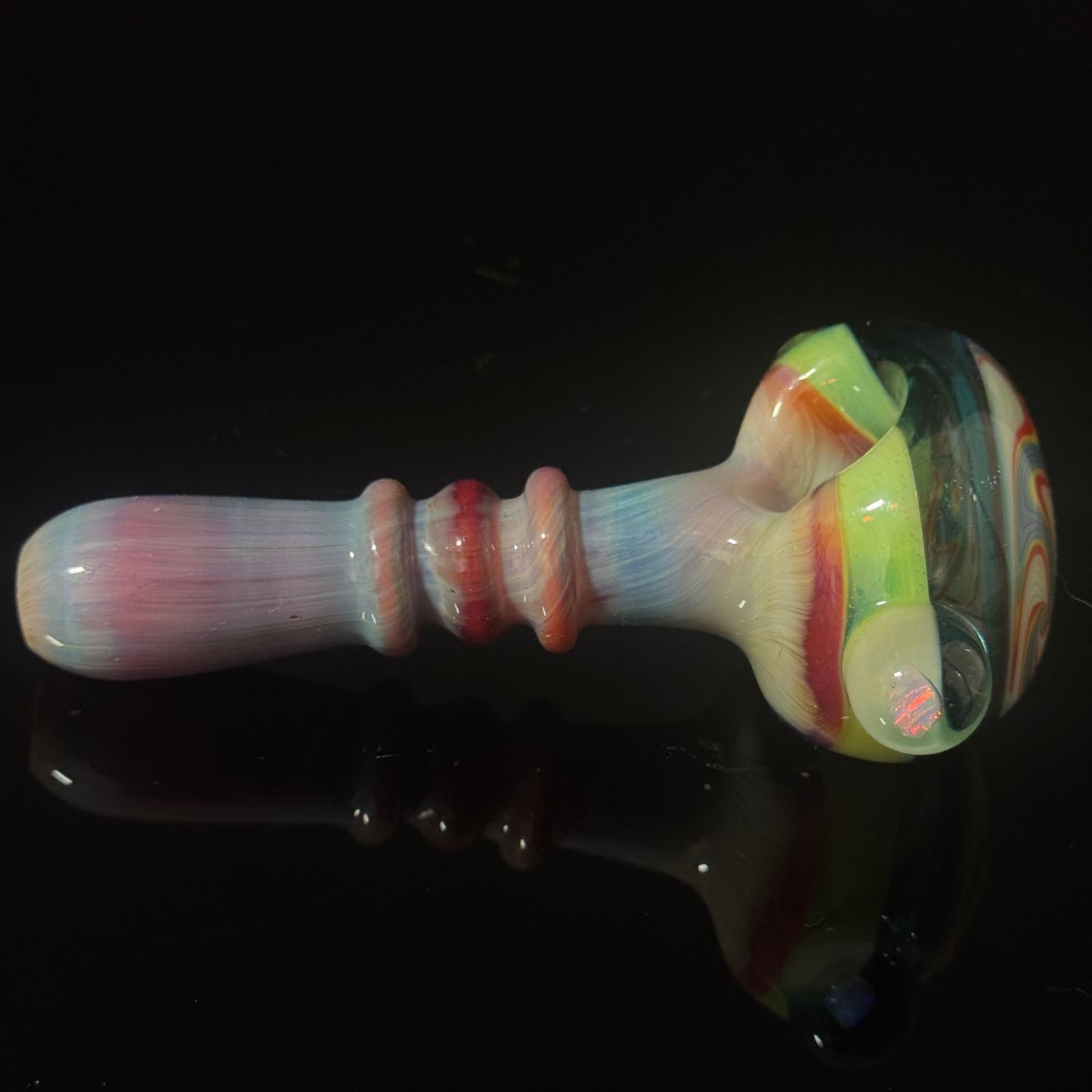 Linework Switchback Glass Pipe, Heady Hand Blown with An Opal