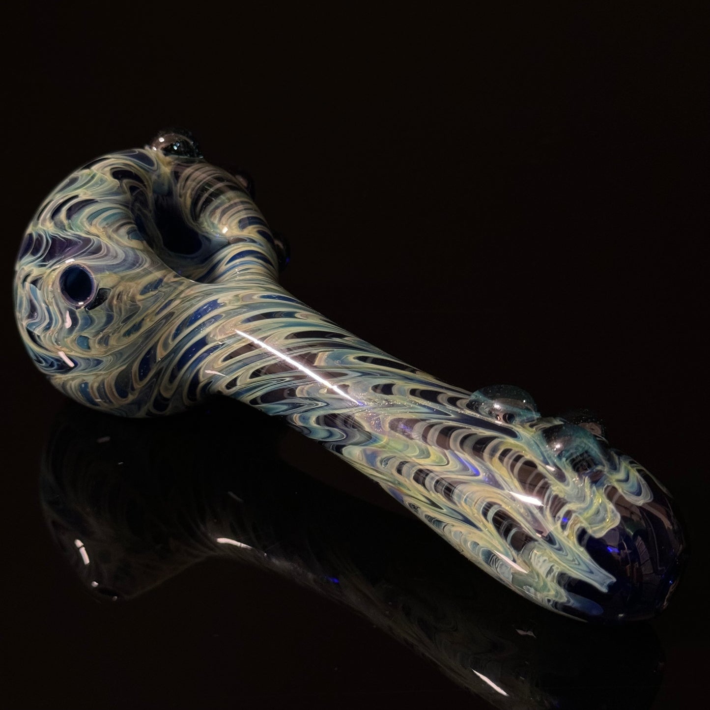 Blue Cobalt Wrapped Color Glass Heady Pipe Hand Blown