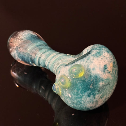 Heavy Inside out Sparkle Blue & White Glass Pipe Heady Pipe Hand Blown