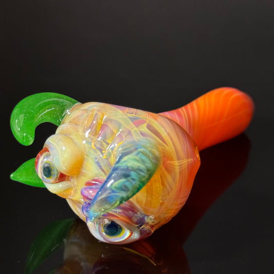 Orange Eyeball Monster Glass Heady Pipe Hand Blown