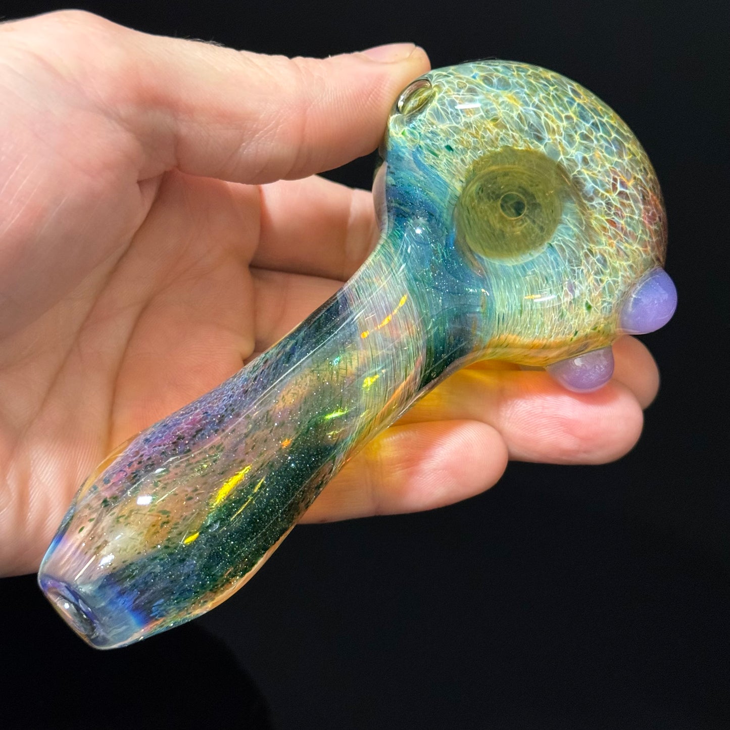 Green Multicolor Inside Out Glass Pipe Heady Pipe Hand Blown Extra Thick