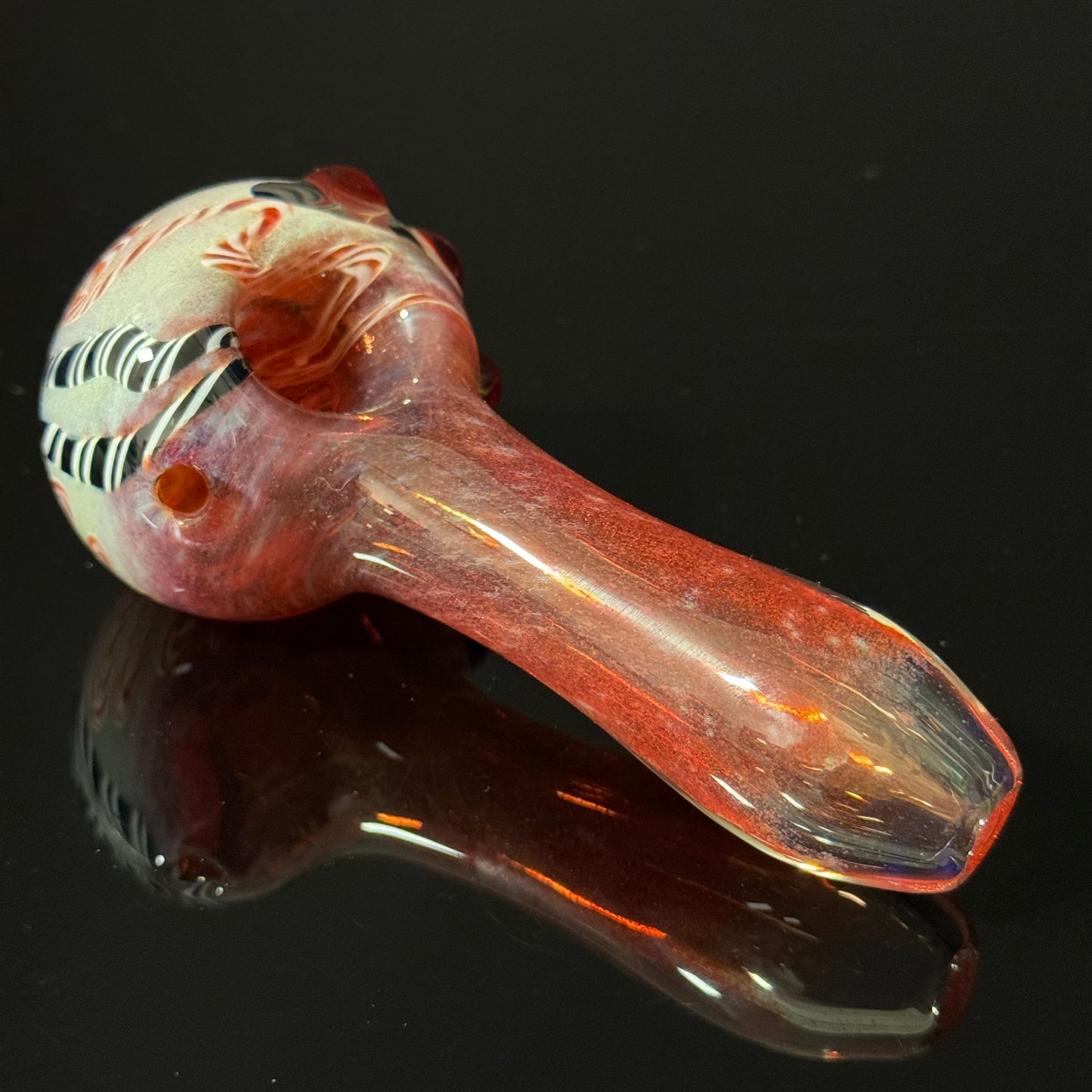 Red With Lined Inside Out EorkGlass Pipe Heady Pipe Hand Blown Extra Thick