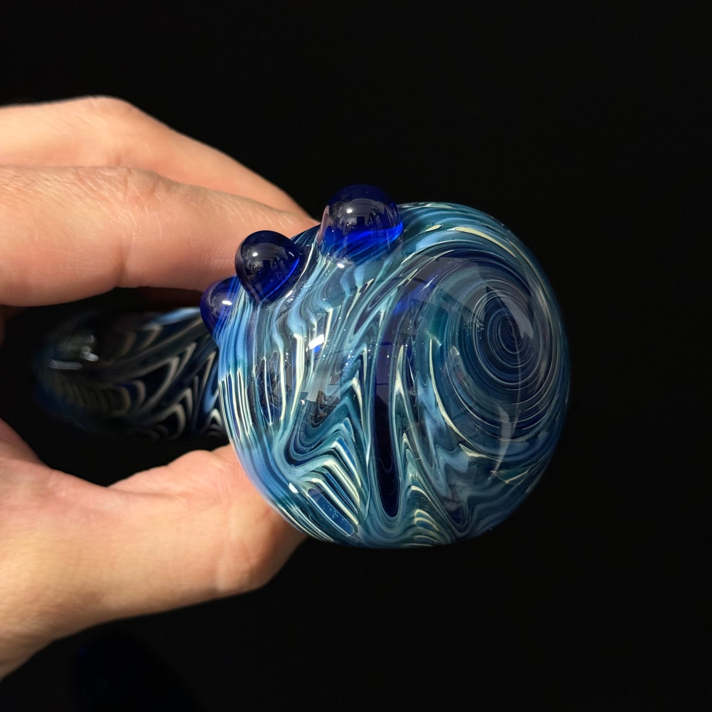 Blue & White Cobalt Wrapped Color Glass Heady Pipe Hand Blown