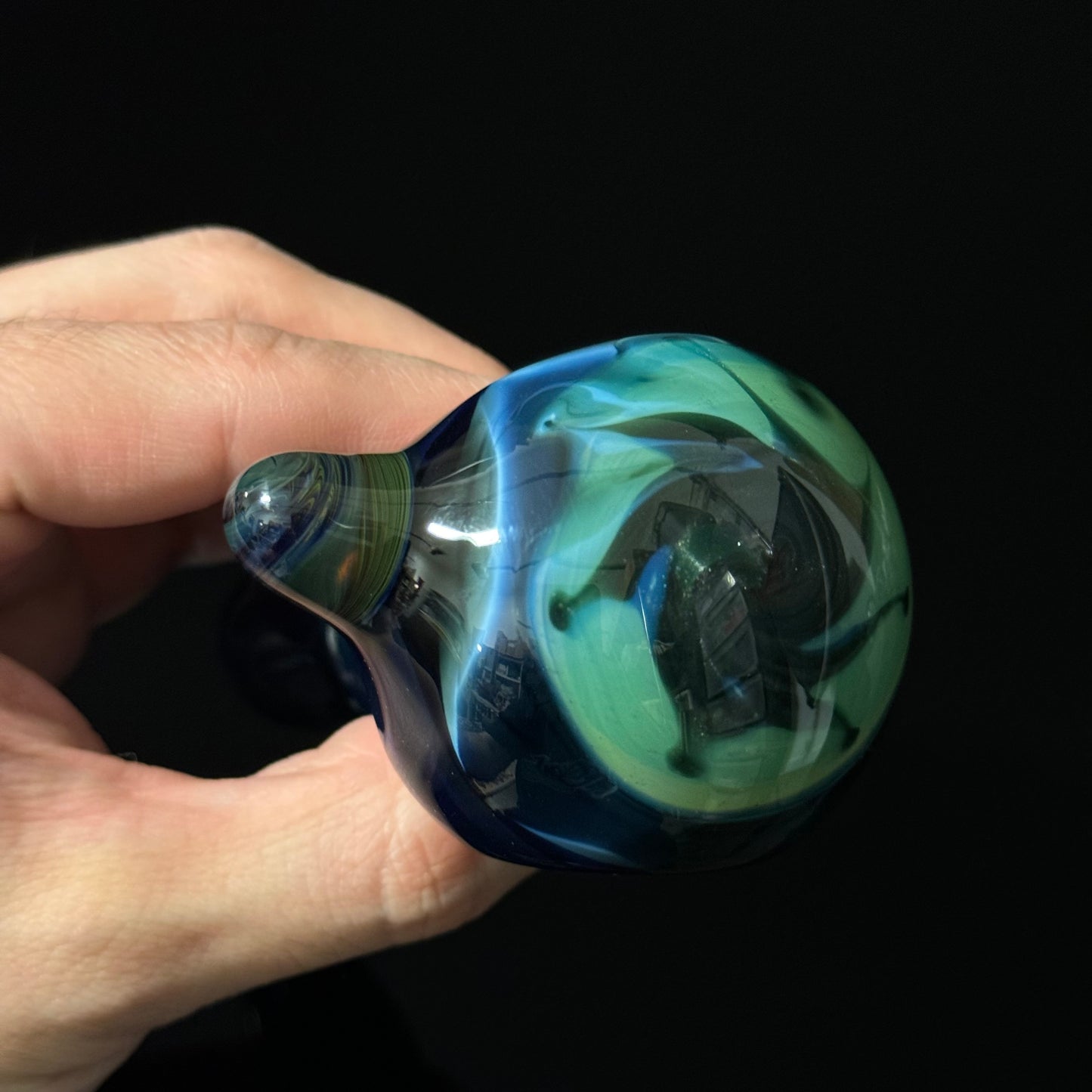 Blue & Green Sparkle Cobalt Wrapped Color Glass Heady Pipe Hand Blown