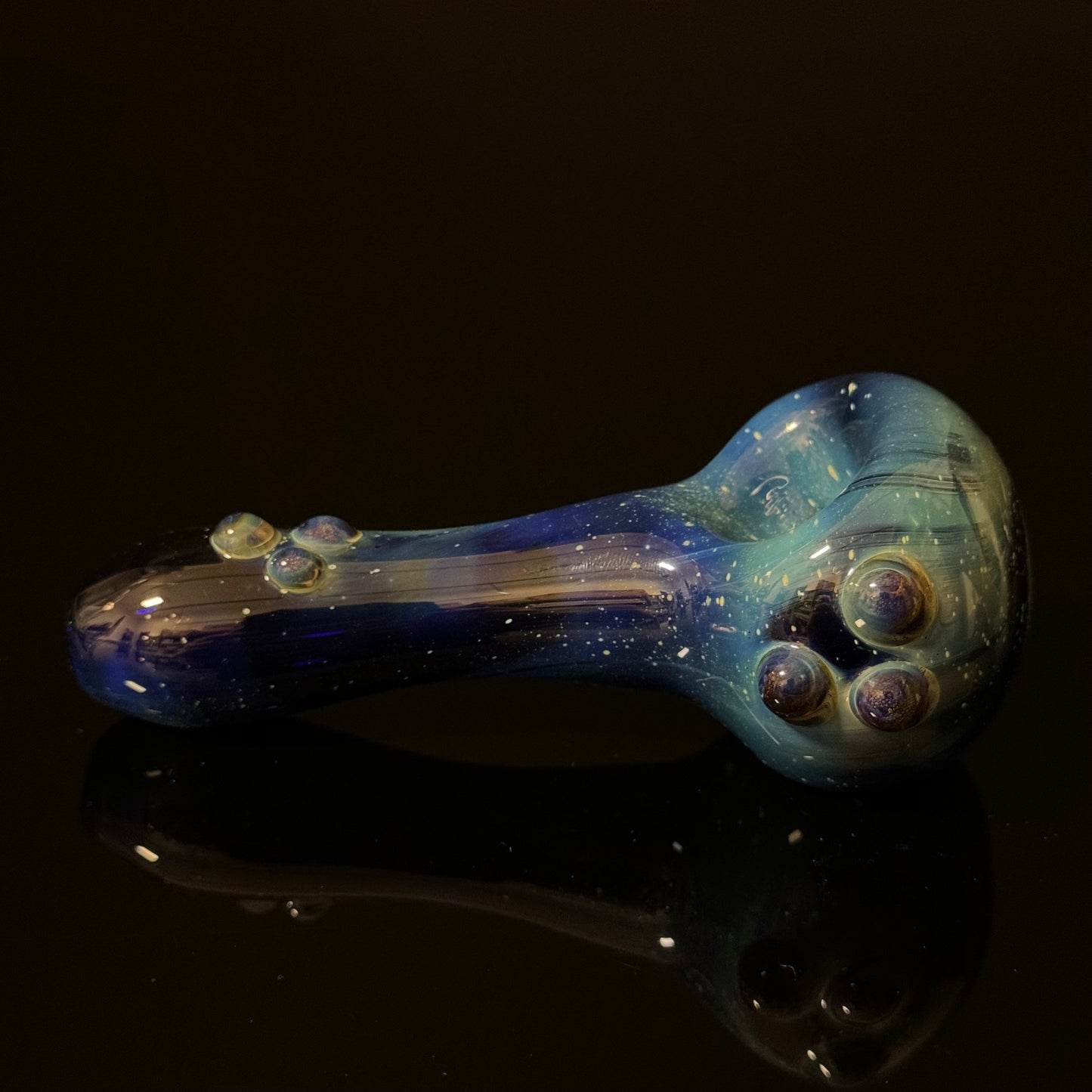 Blue Space Galaxy Nebula Glass Pipe Silver Fumed Glass Pipe, Heady Hand Blown