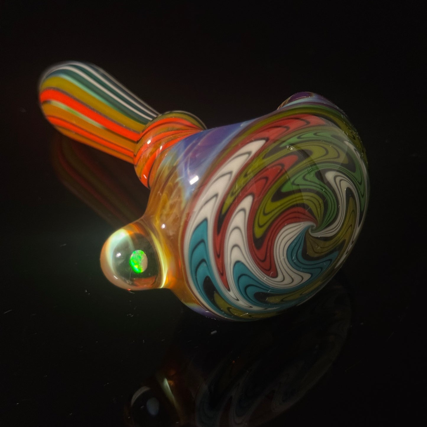 Full Linework Switchback Glass Pipe, Heady Hand Blown with An Opal