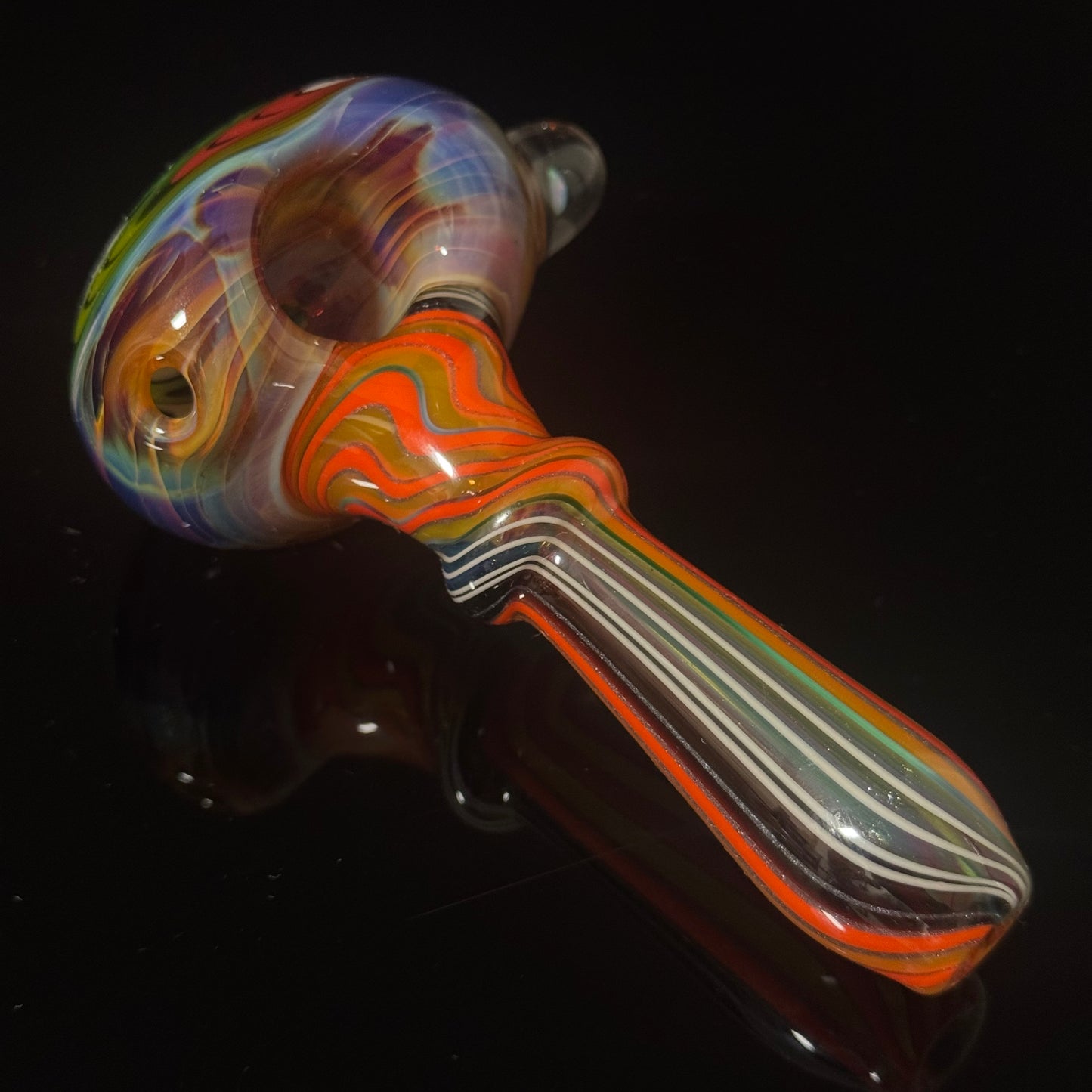 Full Linework Switchback Glass Pipe, Heady Hand Blown with An Opal