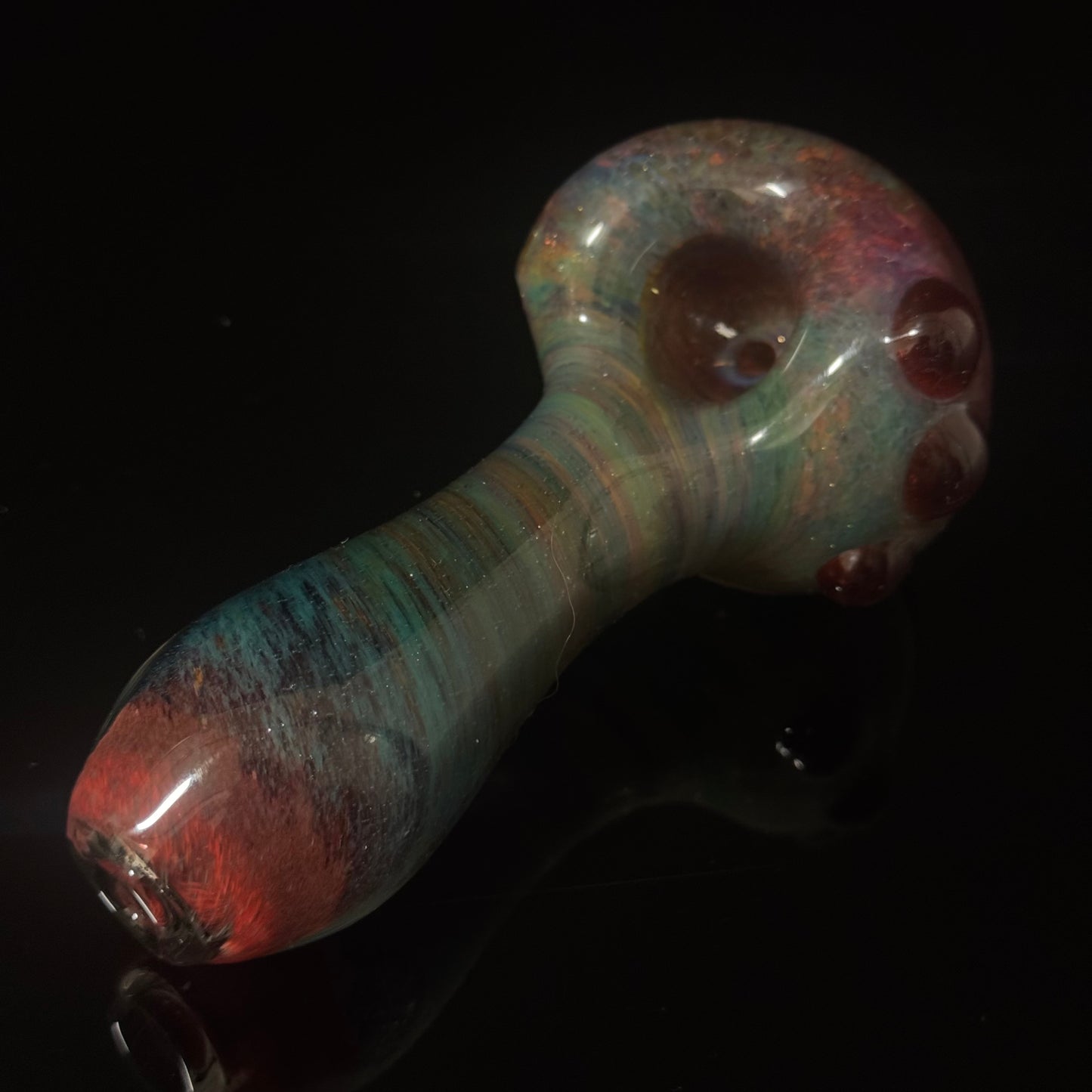 Heavy Inside out Sparkle Blue & Red Glass Pipe Heady Pipe Hand Blown