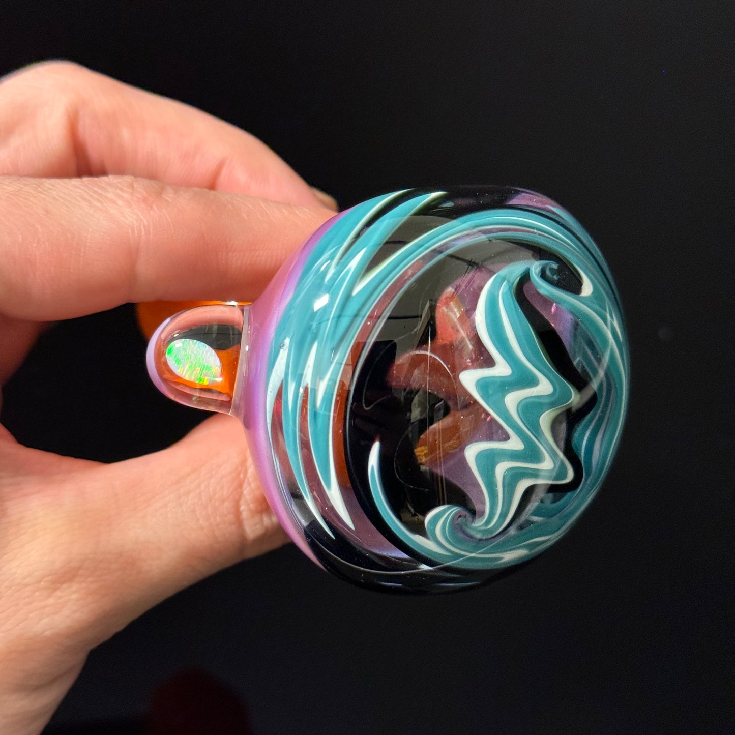 Full Color Linework Glass Pipe, Heady Hand Blown with An Opal