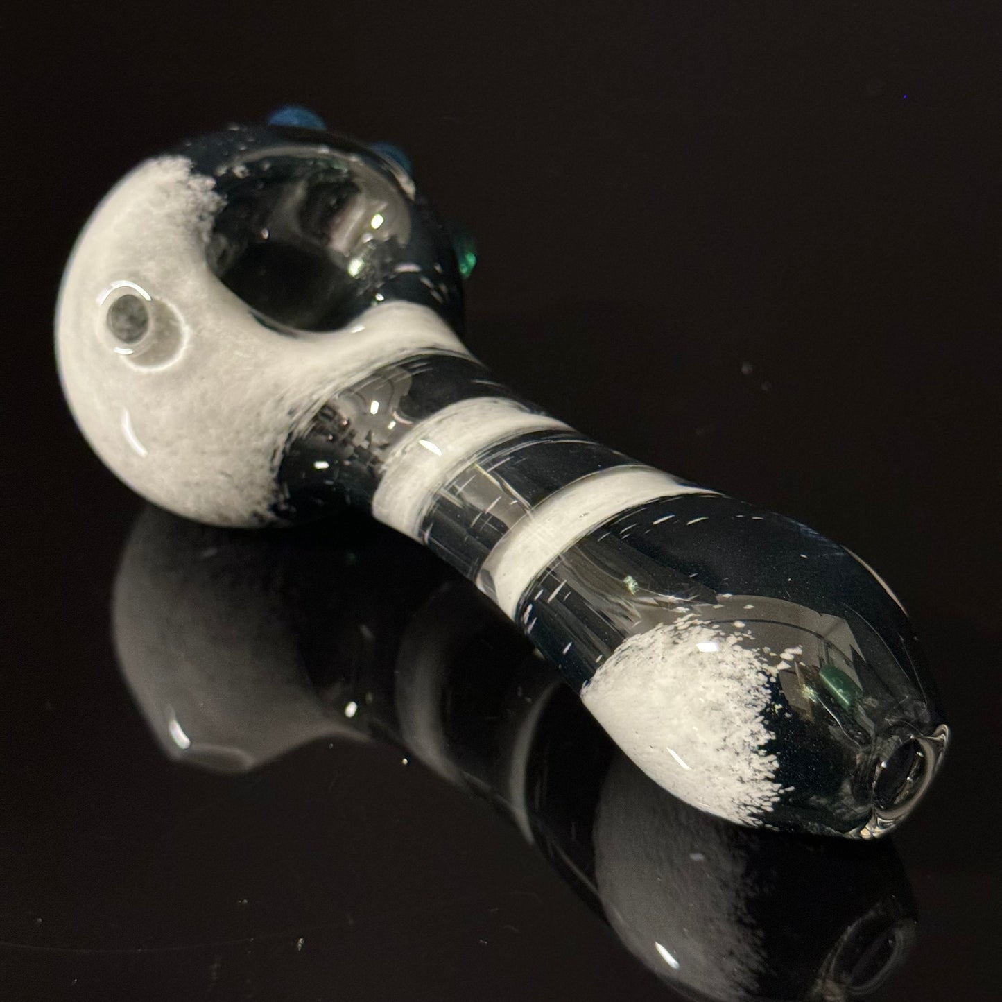 Extra Heavy Black & White Inside Out Glass Heady Pipe Hand Blown