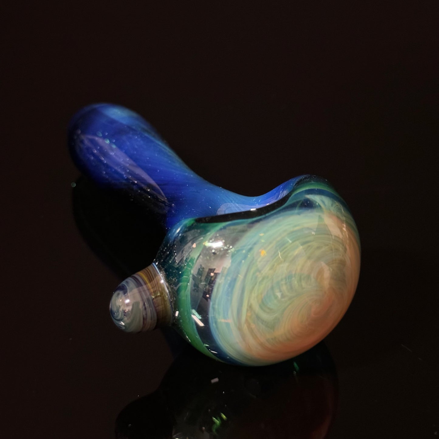 Blue Fumed Cobalt Wrapped Color Glass Heady Pipe Hand Blown