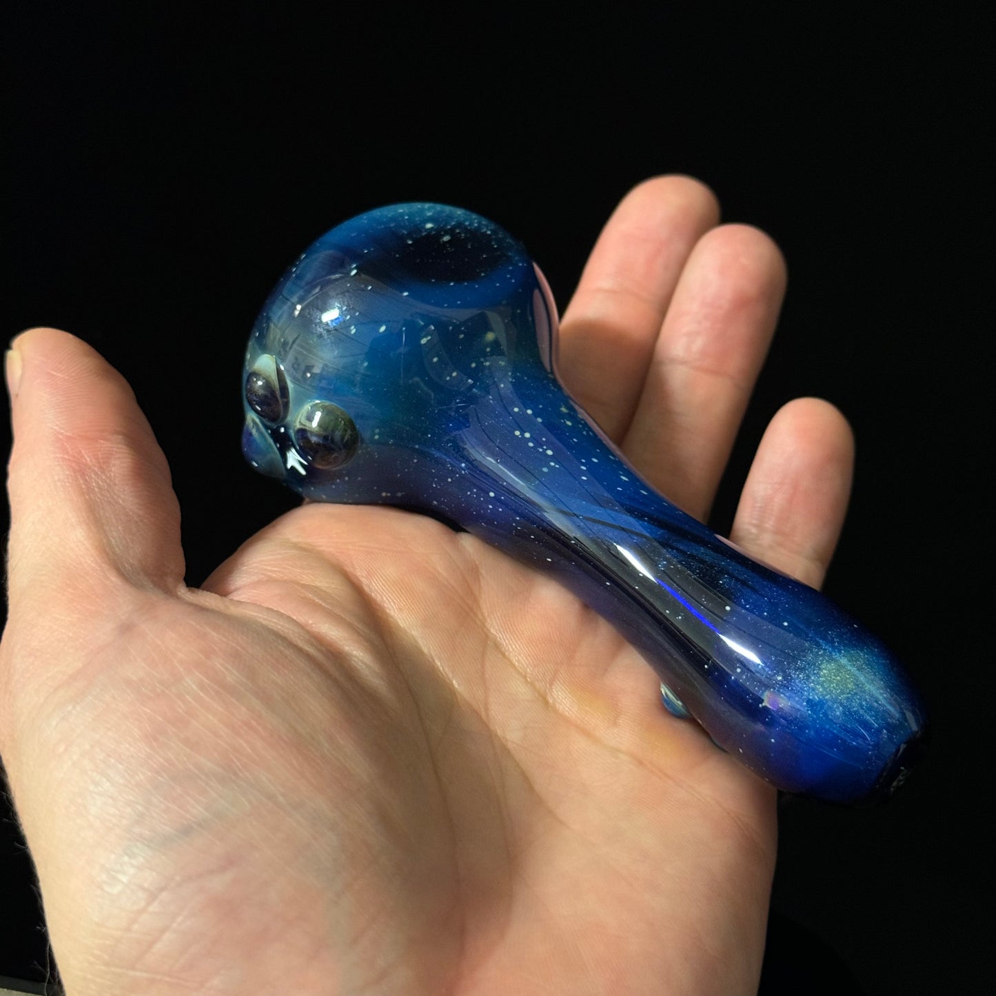 Blue Space Galaxy Nebula Glass Pipe Silver Fumed Glass Pipe, Heady Hand Blown