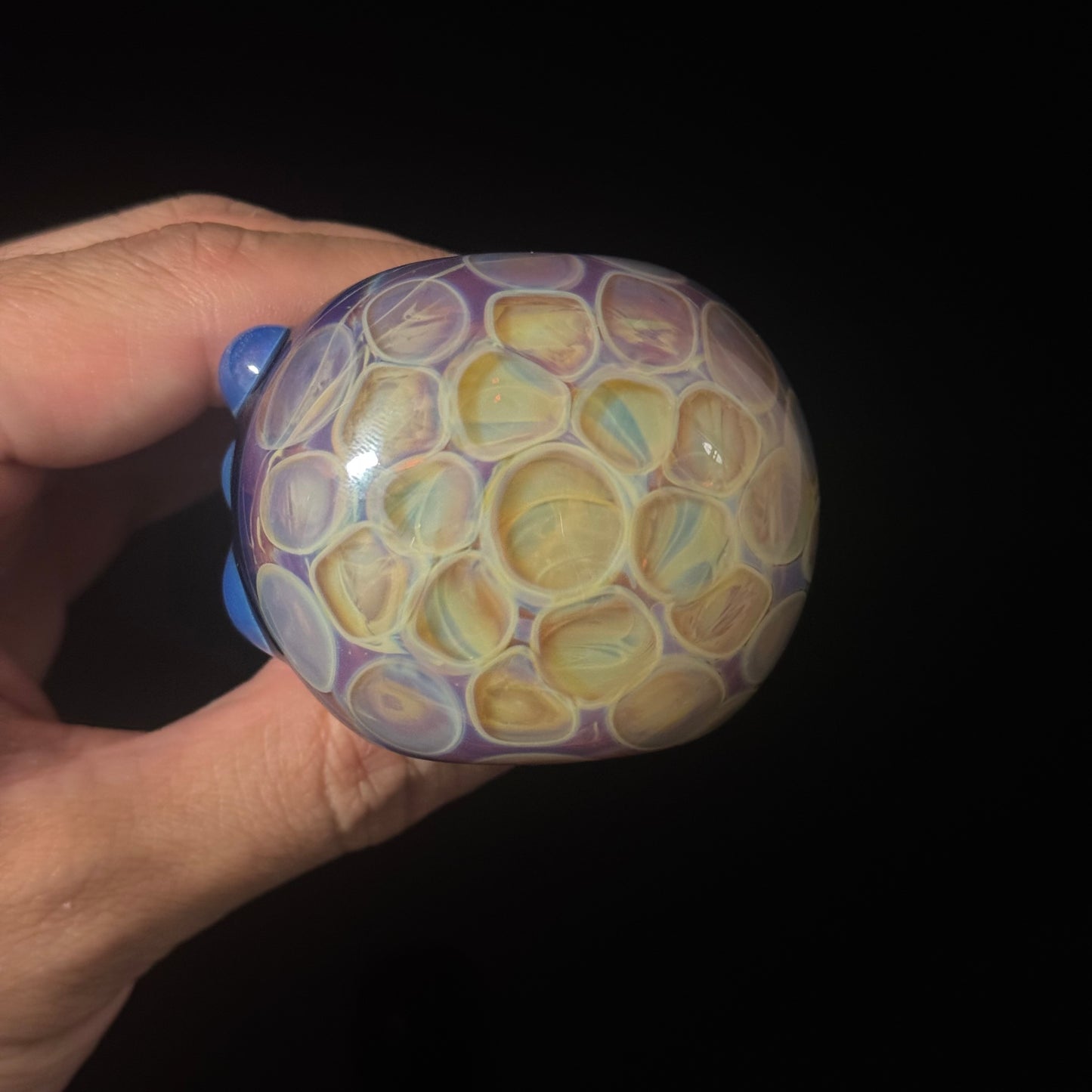 Blue Space Galaxy Honeycomb Glass Heady Pipe Hand Blown