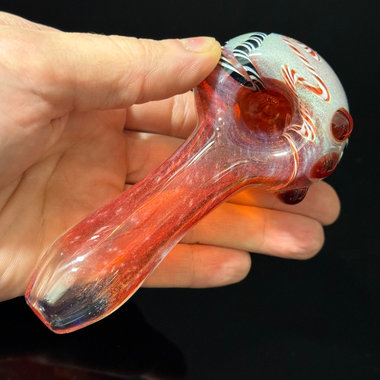 Red With Lined Inside Out EorkGlass Pipe Heady Pipe Hand Blown Extra Thick