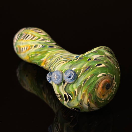 Blue & Green Cobalt Wrapped Color Glass Heady Pipe Hand Blown