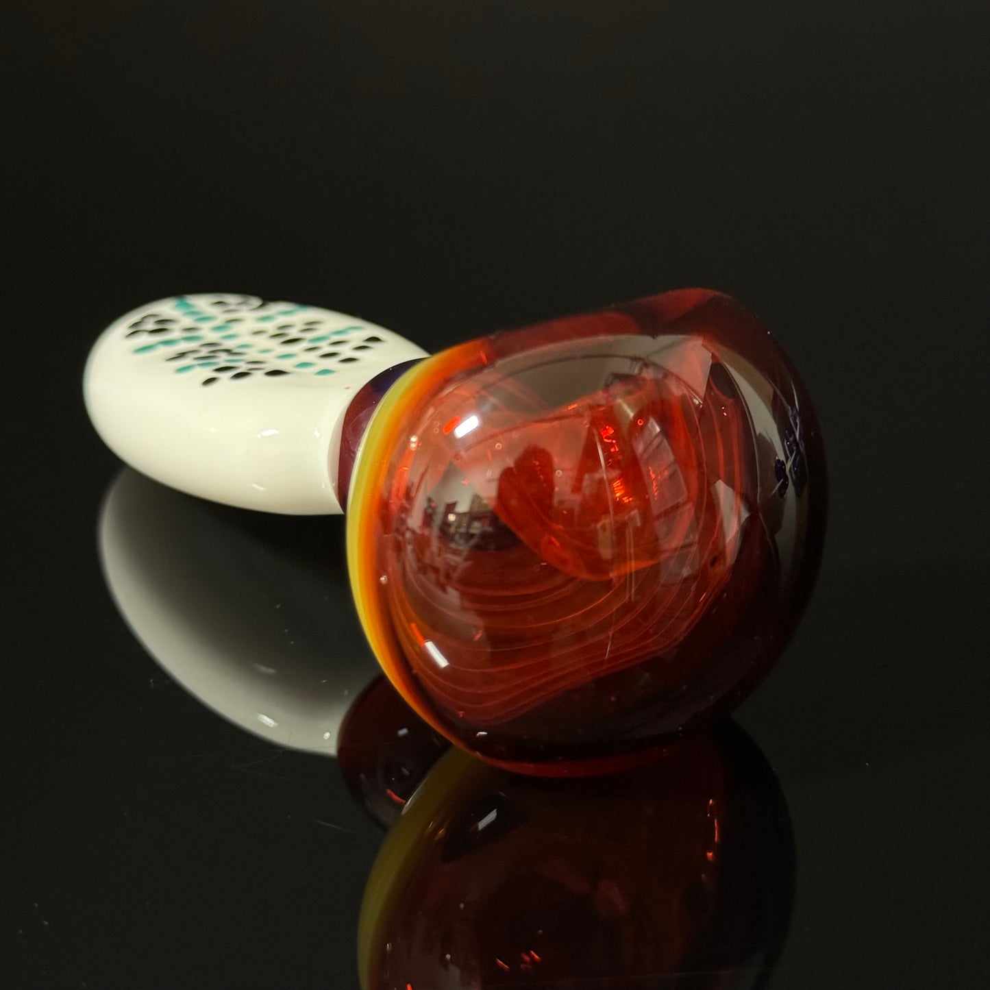 Flat Ruby Red & White Color Glass, Heady Pipe