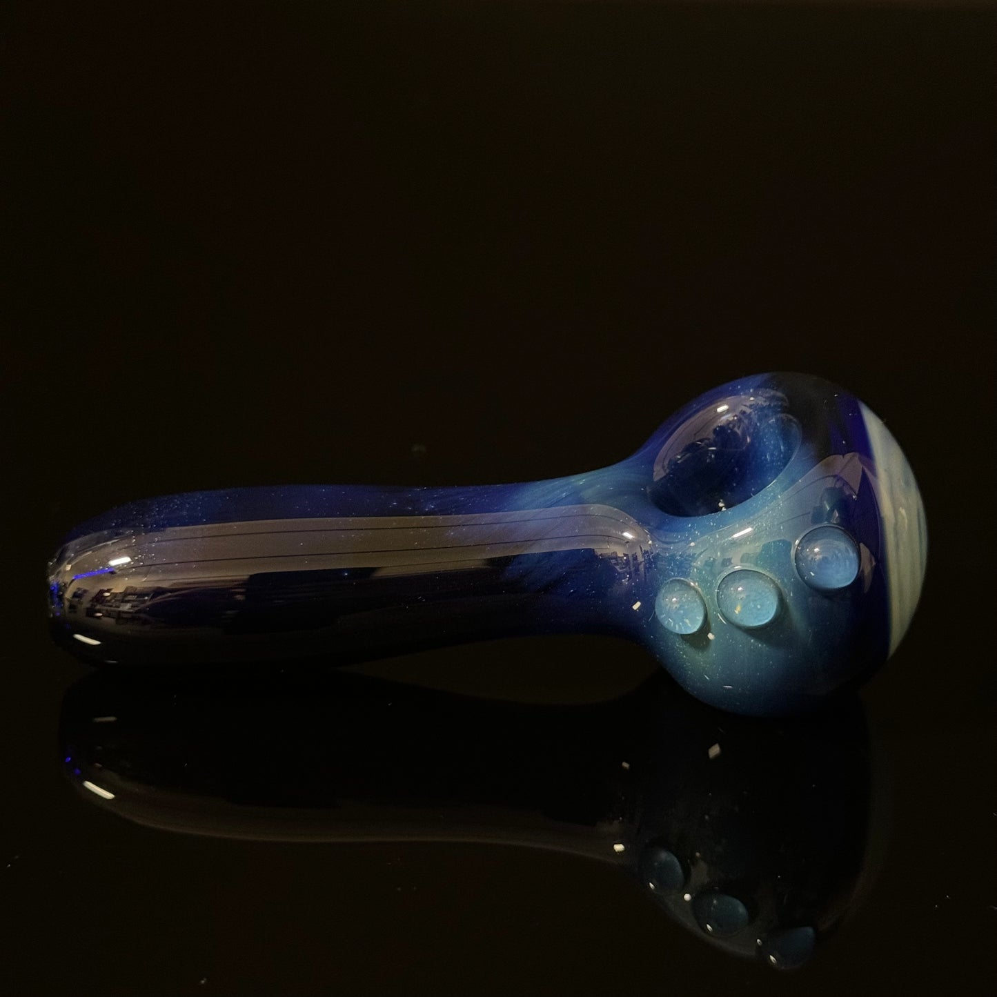 Blue Fumed Cobalt Wrapped Color Glass Heady Pipe Hand Blown