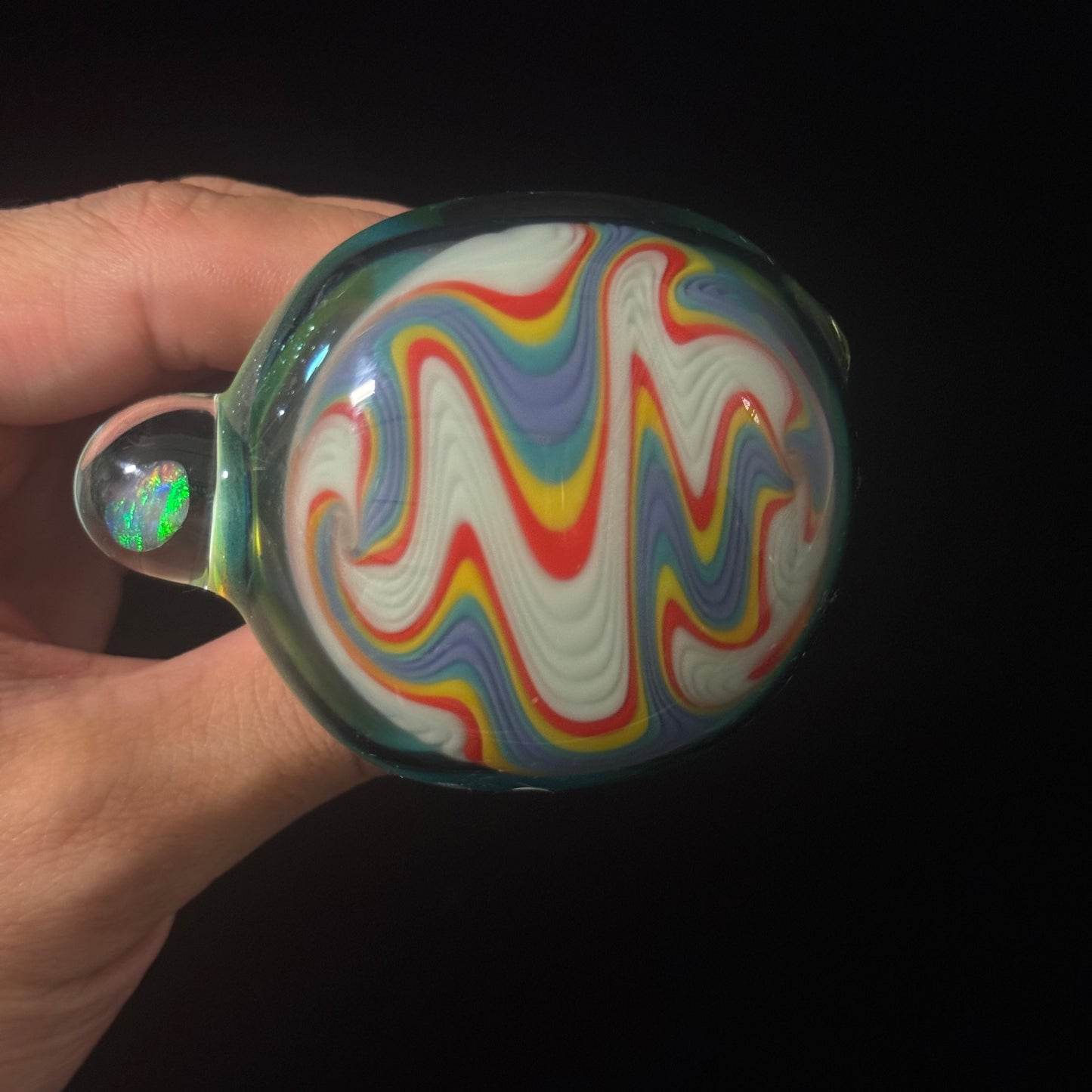 Linework Switchback Glass Pipe, Heady Hand Blown with An Opal