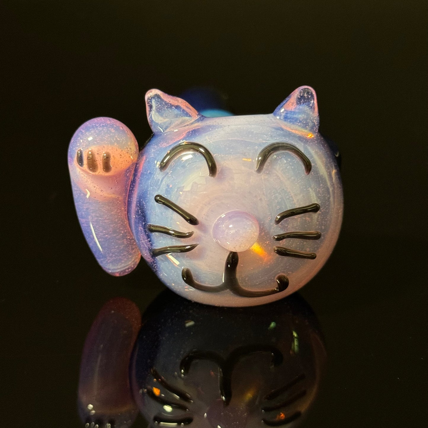 Cat Face Pink Slyme Glass Pipe Heady Pipe Hand Blown Cat Pipe