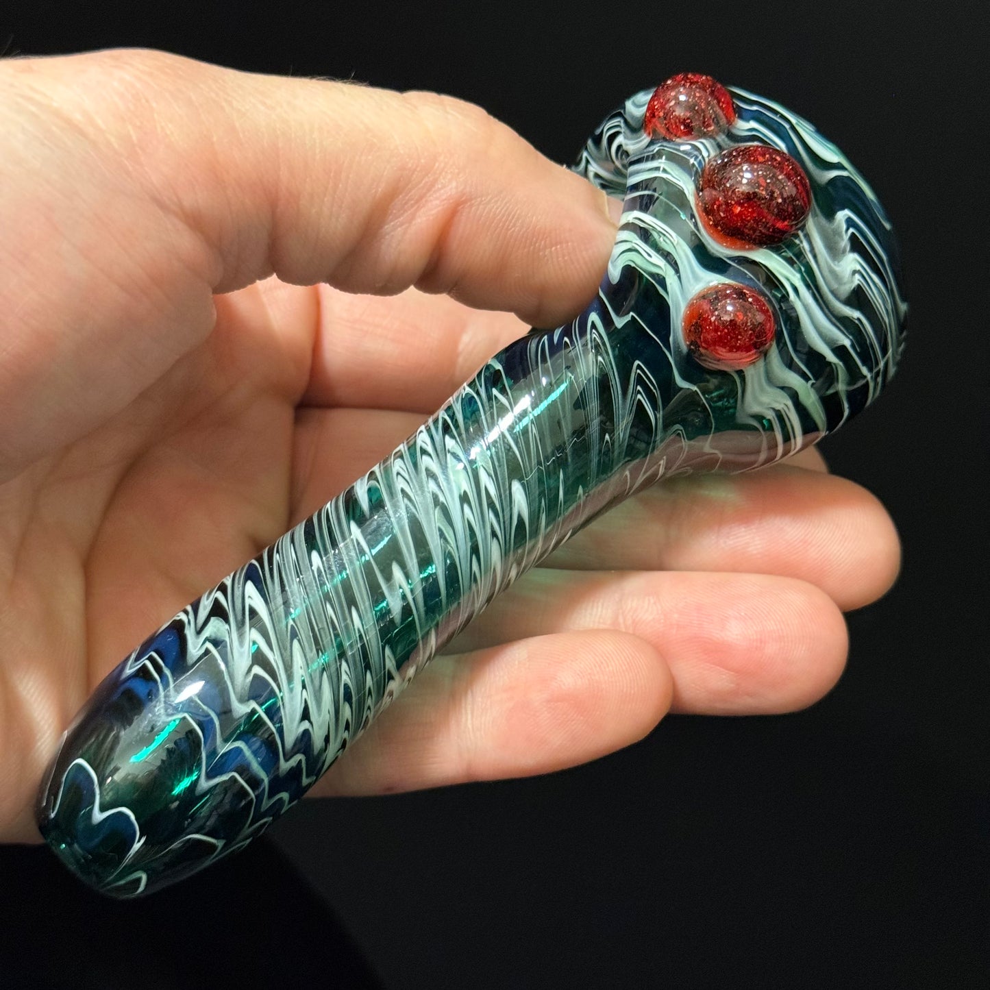 Blue Cobalt Wrapped Color Glass Heady Pipe Hand Blown