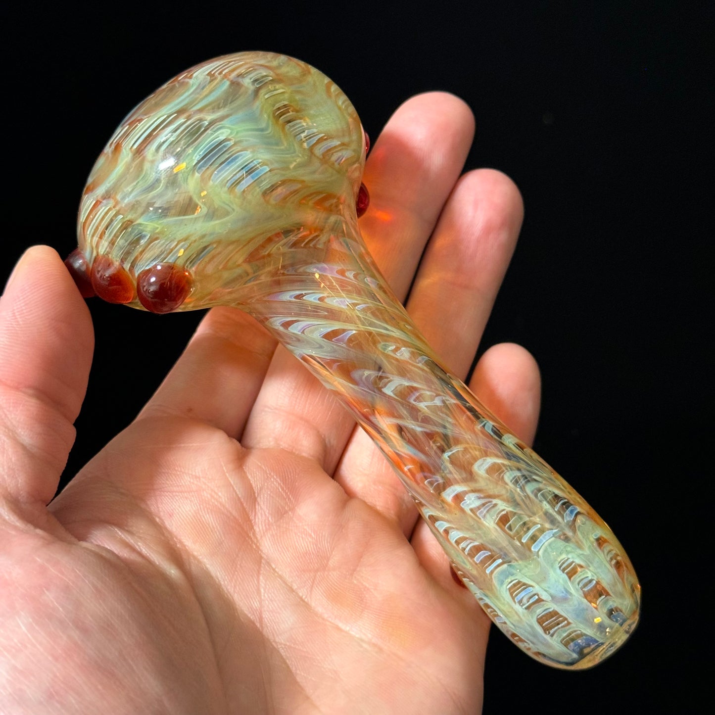 Wrap & Rake Color Changing Glass Heady Pipe Hand Blown