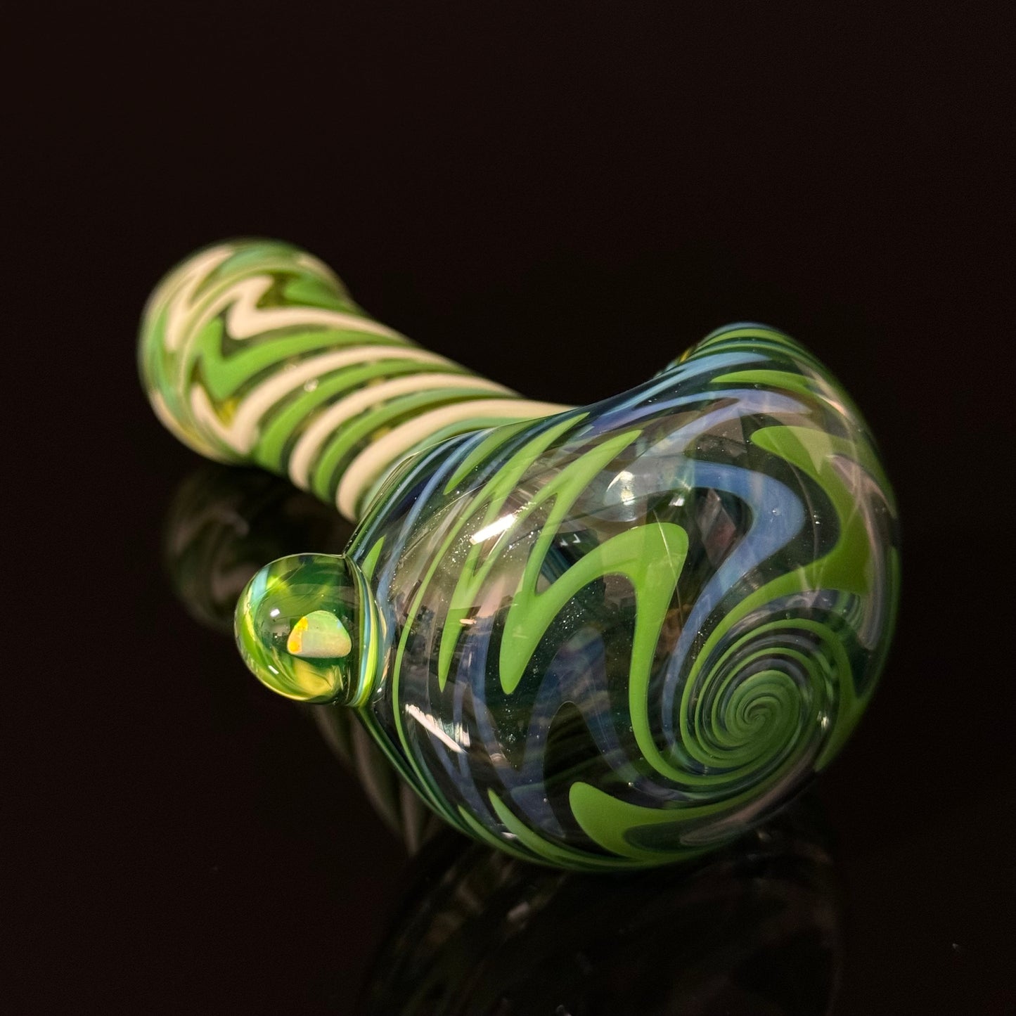 Full Linework Switchback Glass Pipe, Heady Hand Blown with An Opal