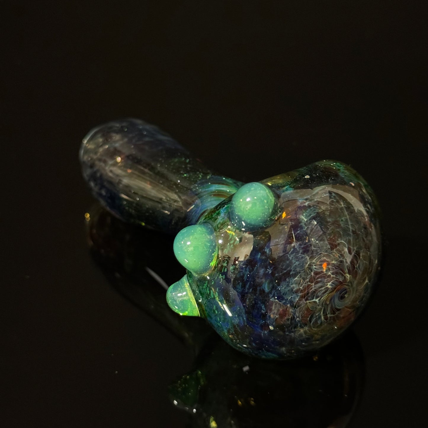 Inside out Sparkle Black & Green Glass Pipe Heady Pipe Hand Blown Extra Thick