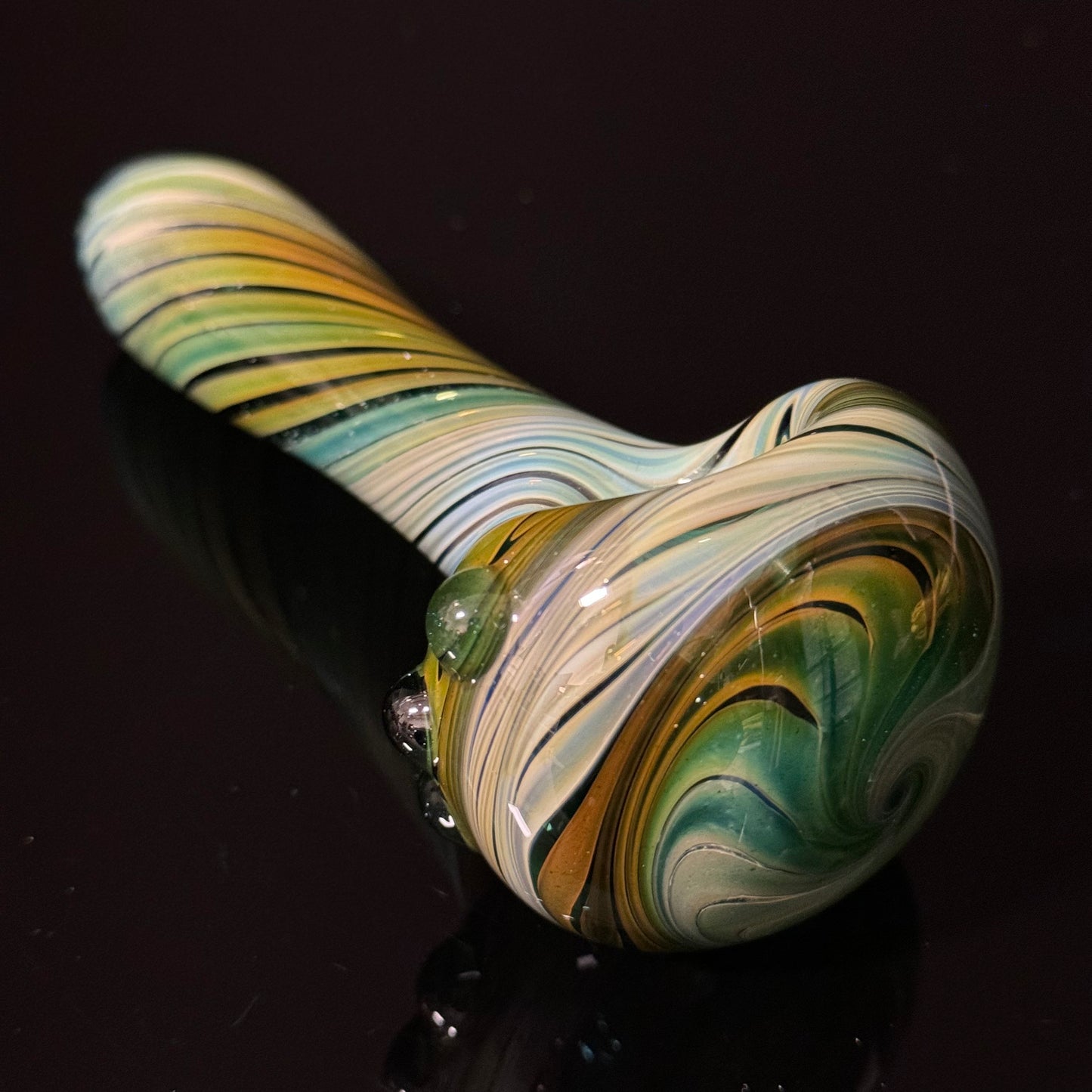 Blue Cobalt Wrapped Color Glass Heady Pipe Hand Blown