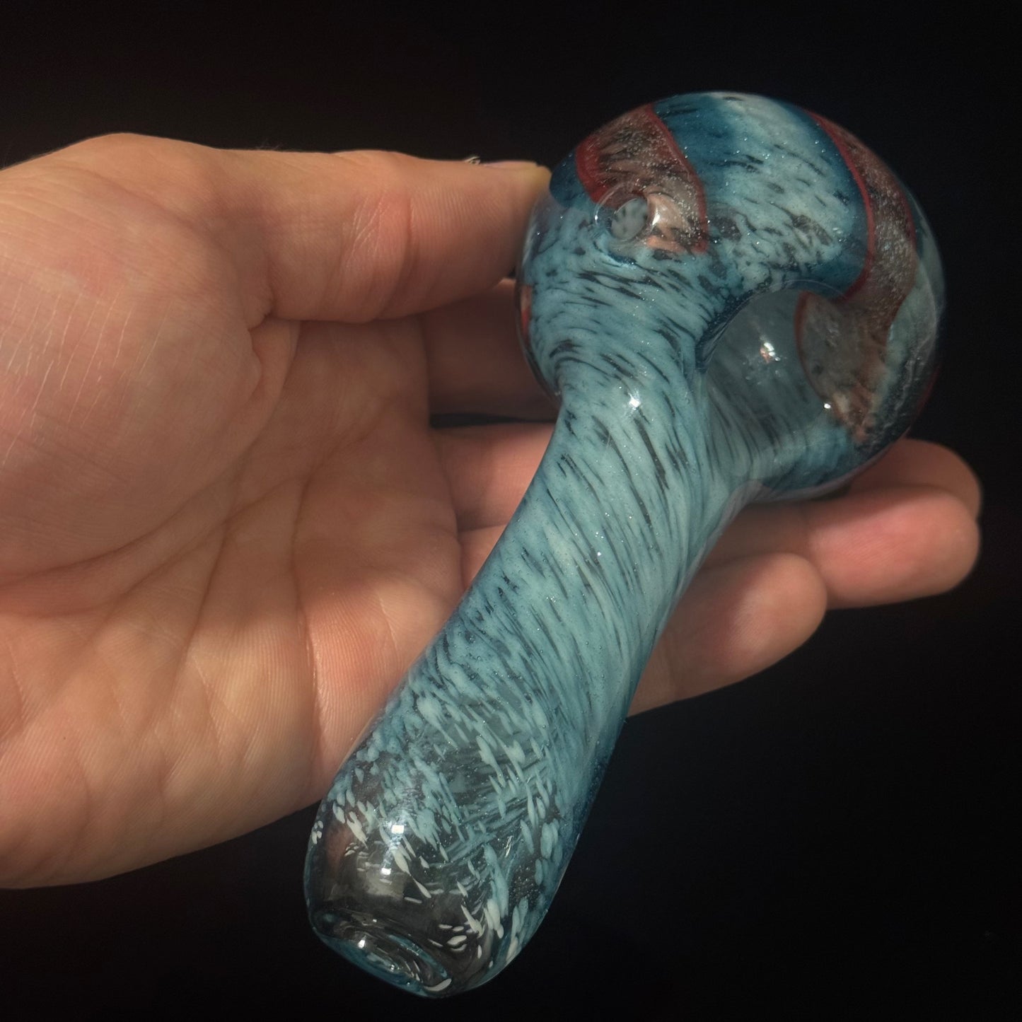 Heavy Inside out Sparkle Blue & White Glass Pipe Heady Pipe Hand Blown