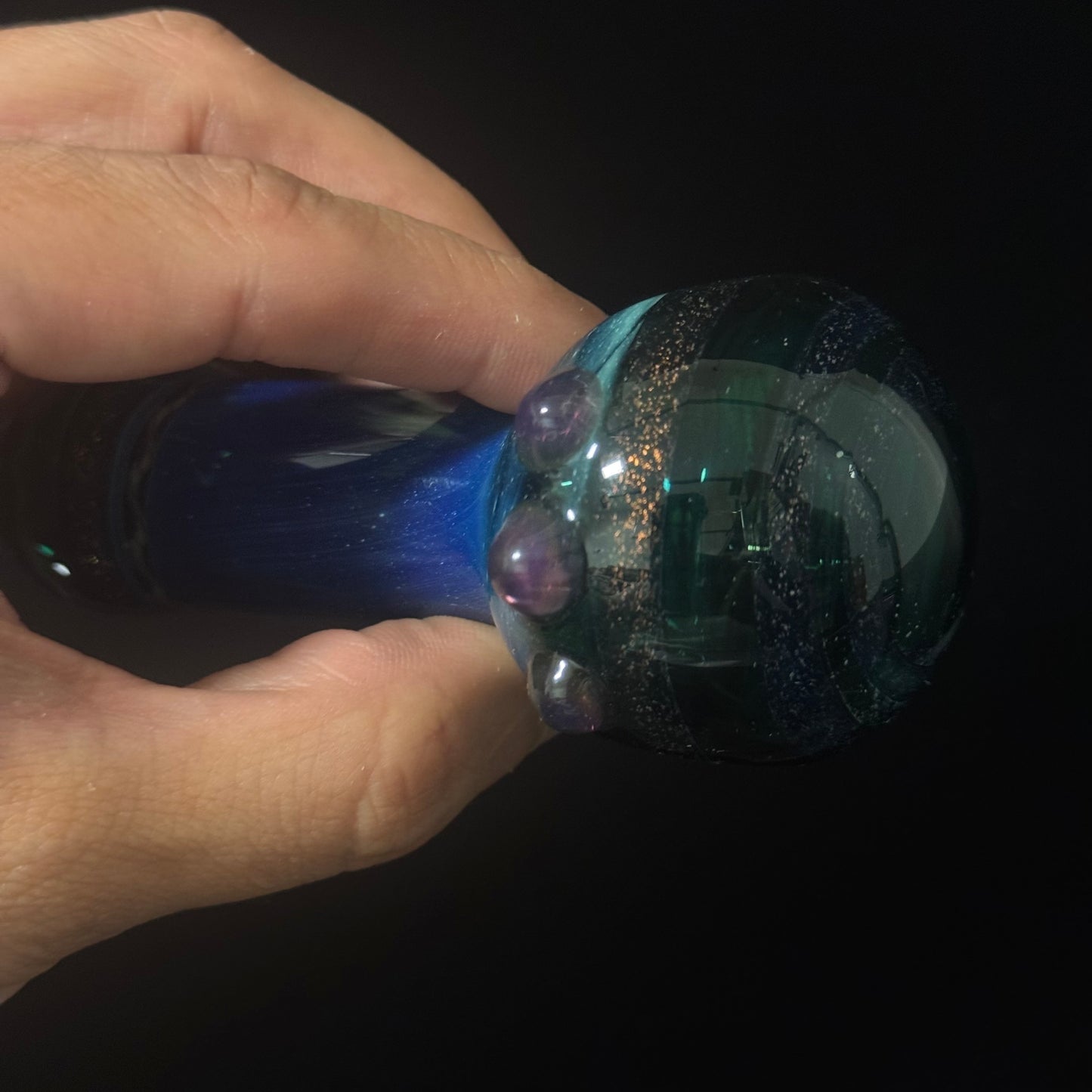 Dichro Sparke Green Glass Heady Pipe Hand Blown