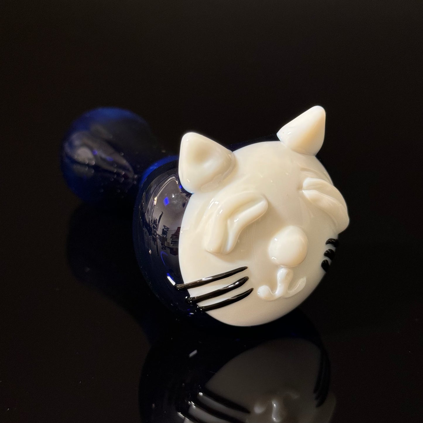 Cat Face White Glass Pipe Heady Pipe Hand Blown Cat Pipe