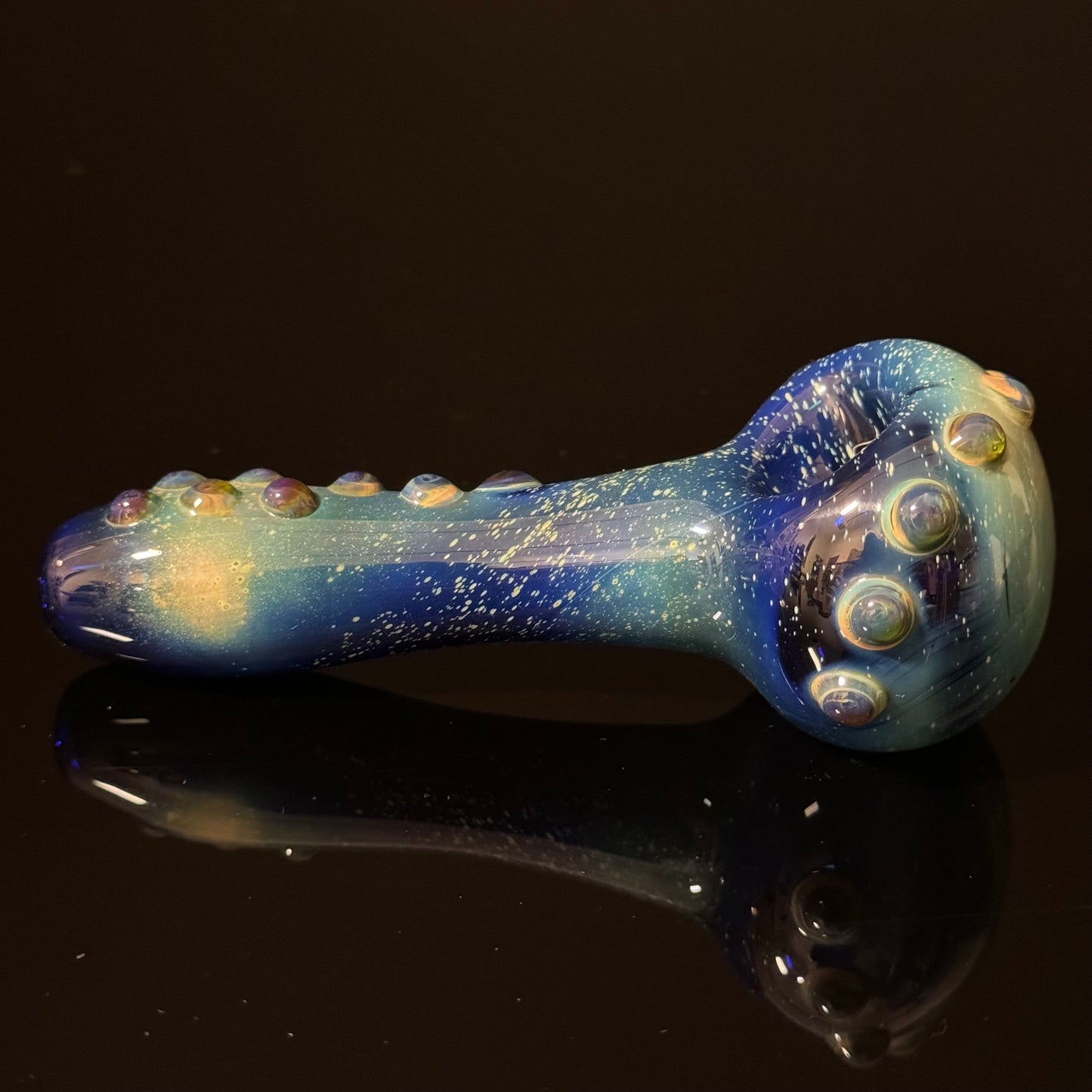 Blue Space Galaxy Nebula Glass Pipe Silver Fumed Glass Pipe, Heady Hand Blown