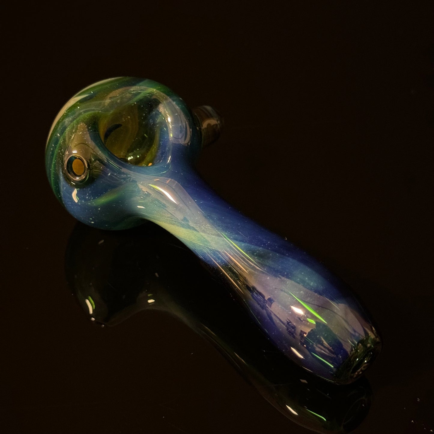 Blue Fumed Cobalt Wrapped Color Glass Heady Pipe Hand Blown