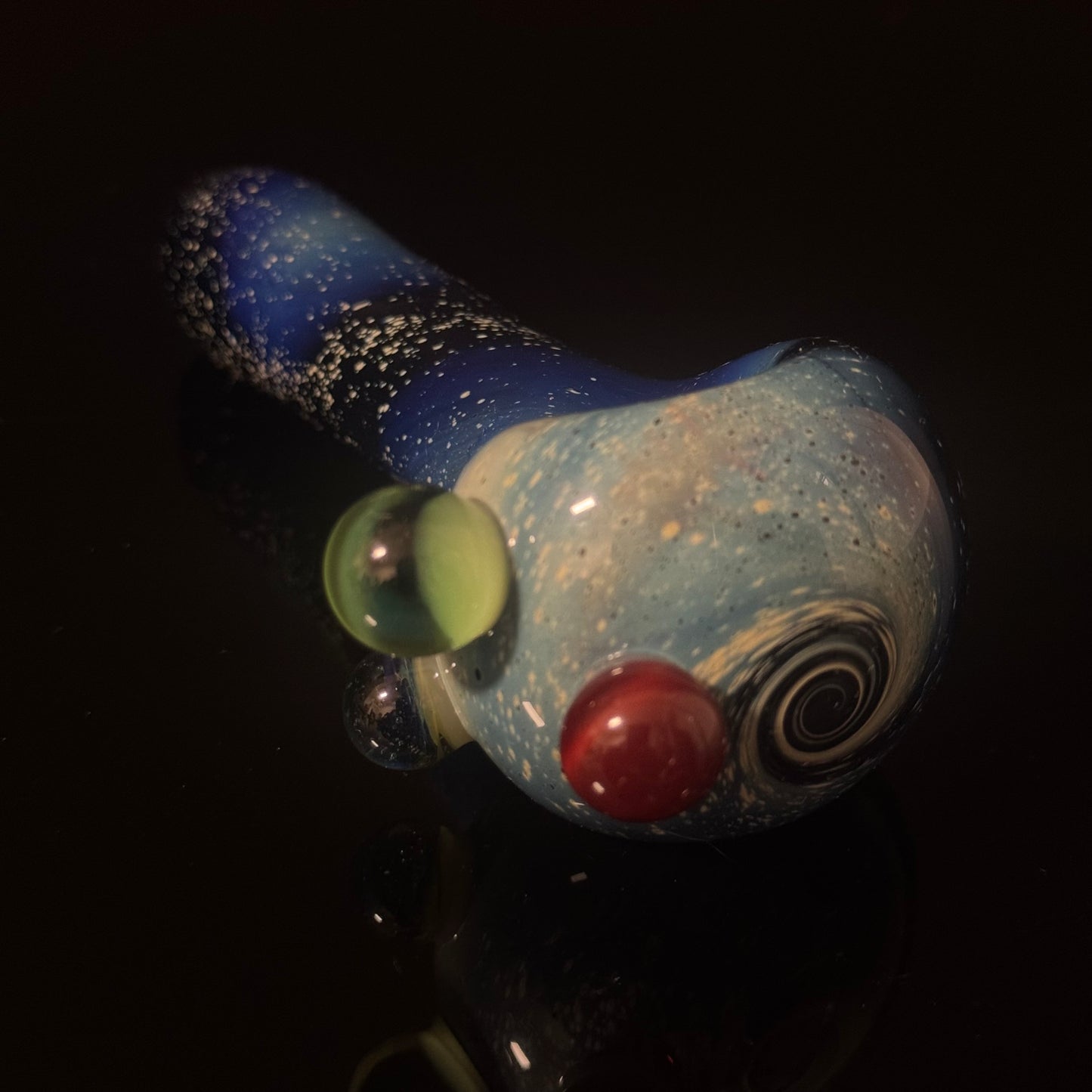 Blue with Slyme Space Galaxy Nebula Glass Pipe Silver Fumed Glass Pipe, Heady Hand Blown