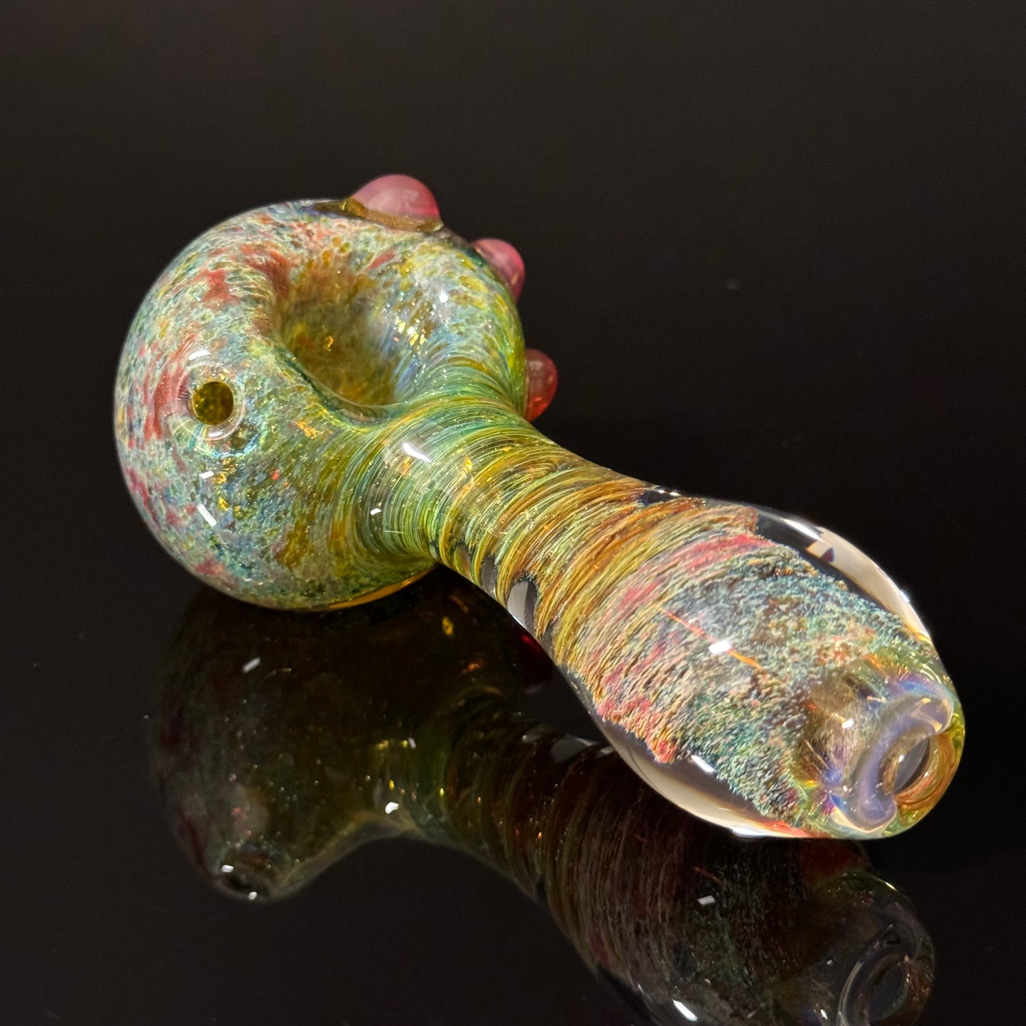 Multicolor Purple Green Twisted Inside Out Glass Pipe Heady Pipe Hand Blown Extra Thick