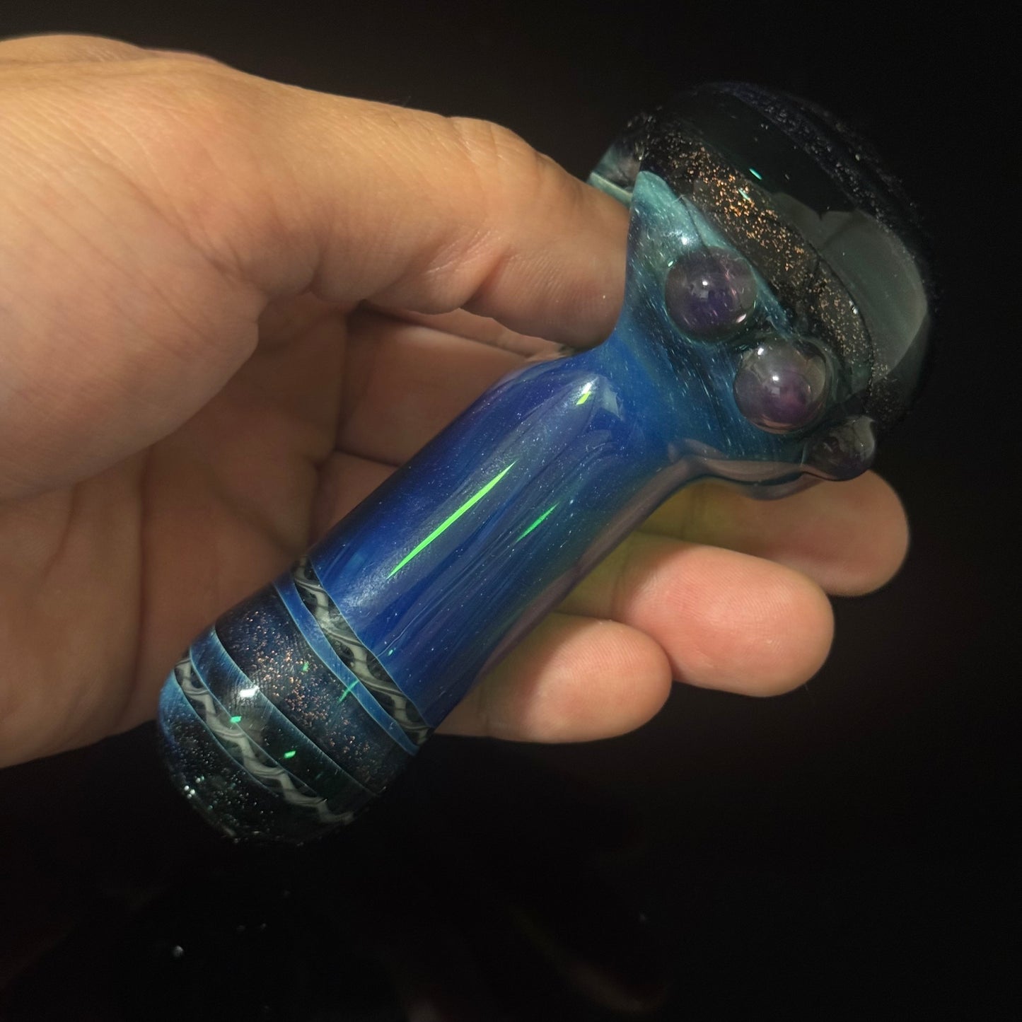 Dichro Sparke Green Glass Heady Pipe Hand Blown
