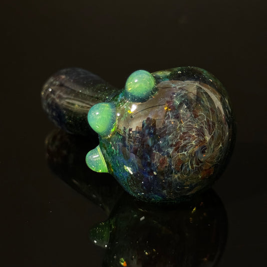 Inside out Sparkle Black & Green Glass Pipe Heady Pipe Hand Blown Extra Thick